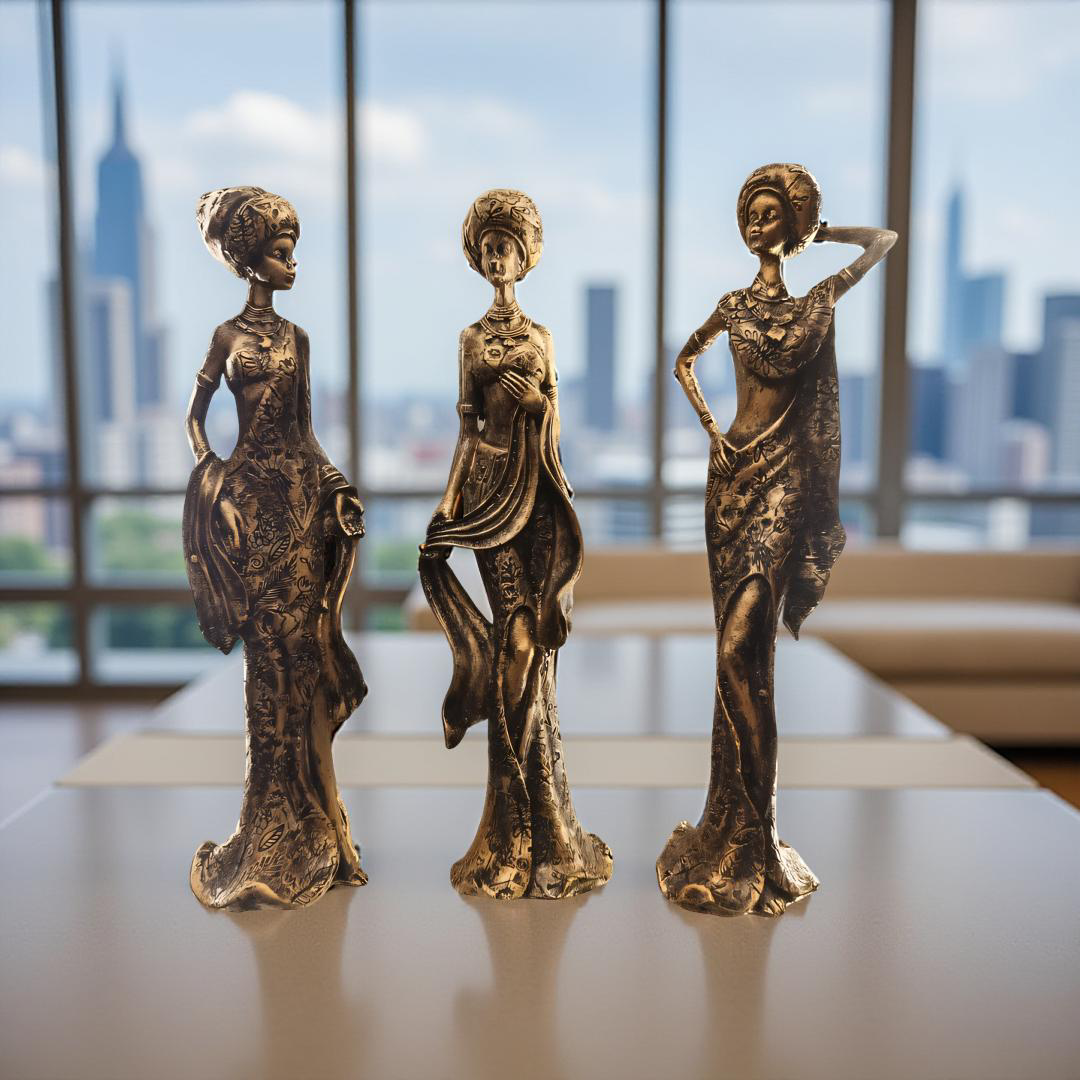 Vintage Elegance Ladies – Set of 3 Resin Figurines