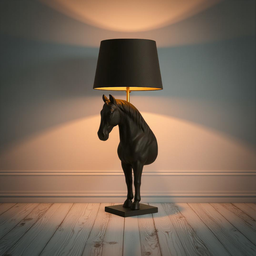 Noir Stallion – Horse Silhouette Table Lamp