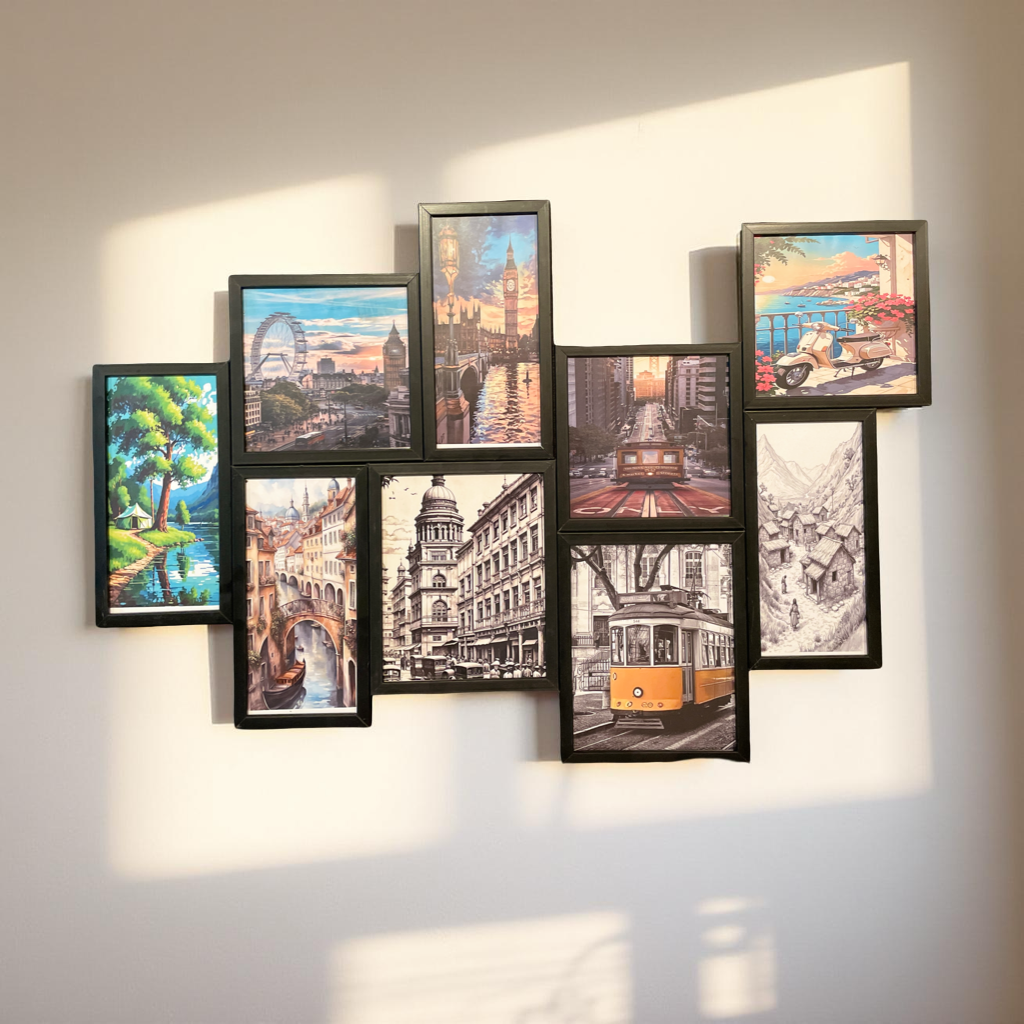 Wanderlust Collage – 9-Panel Travel Wall Frame Set