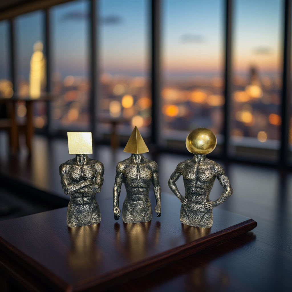 Geometric Thinkers Trio – Resin Figurines