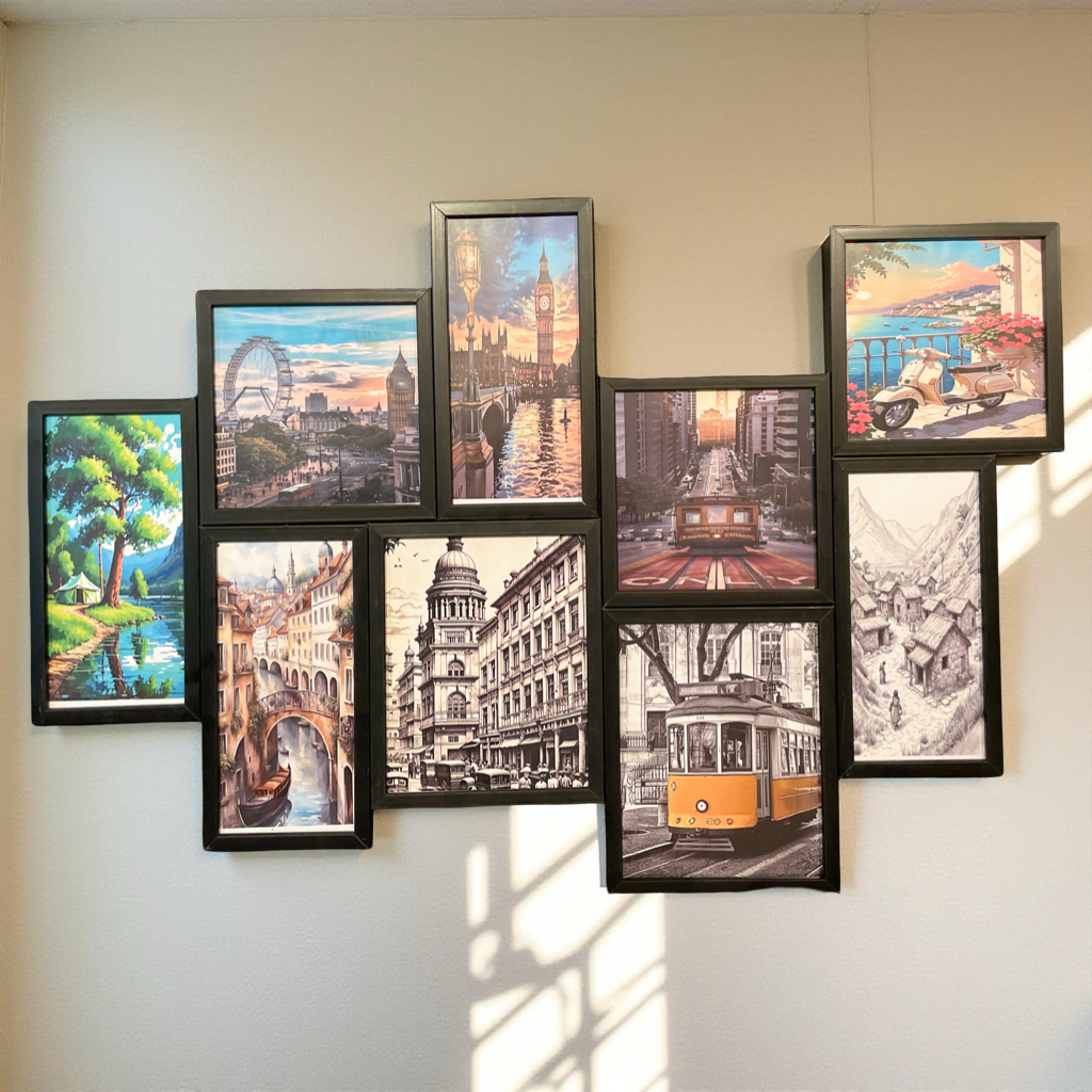 Wanderlust Collage – 9-Panel Travel Wall Frame Set