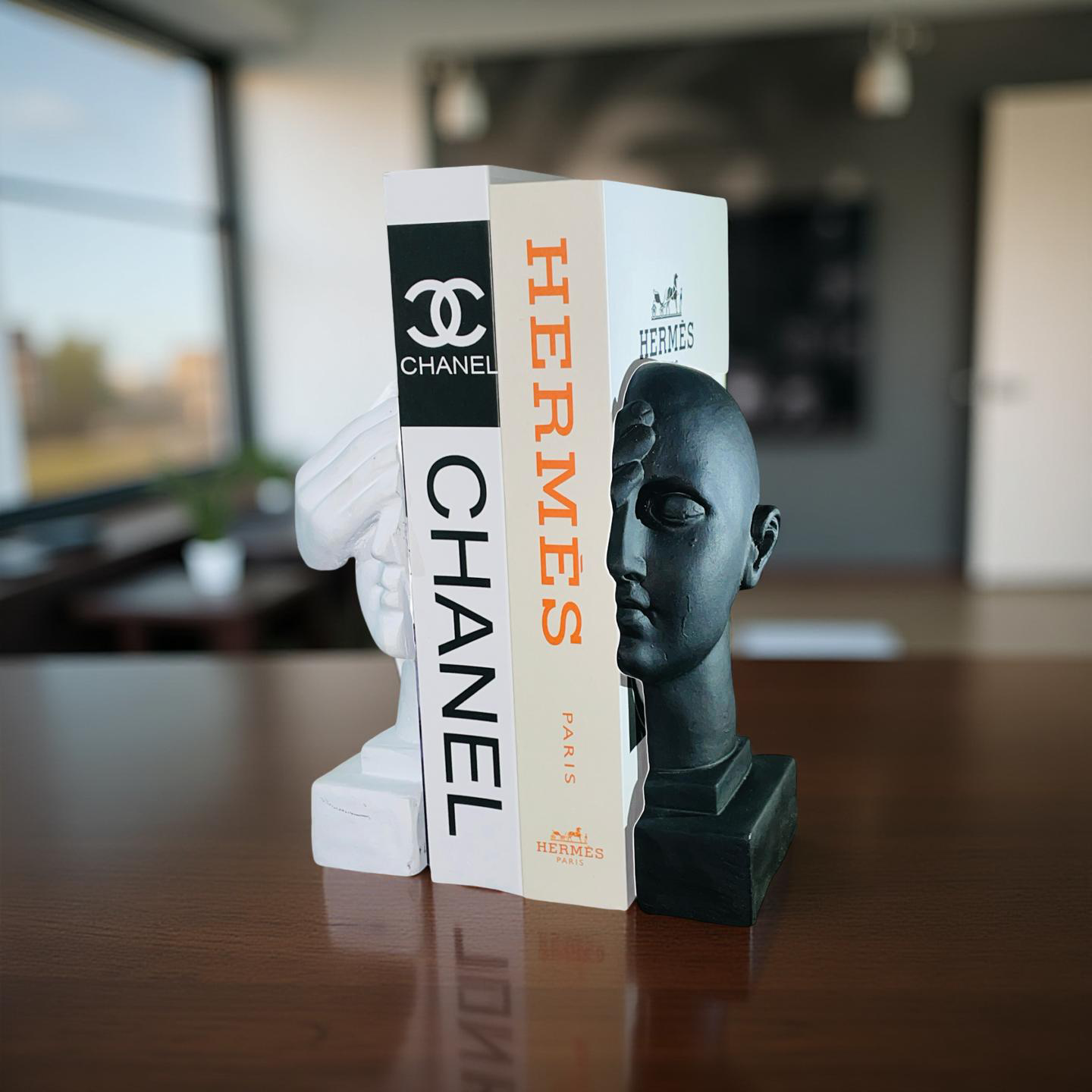 Blind Wisdom – Resin Bookend Set (Black & White Faces)