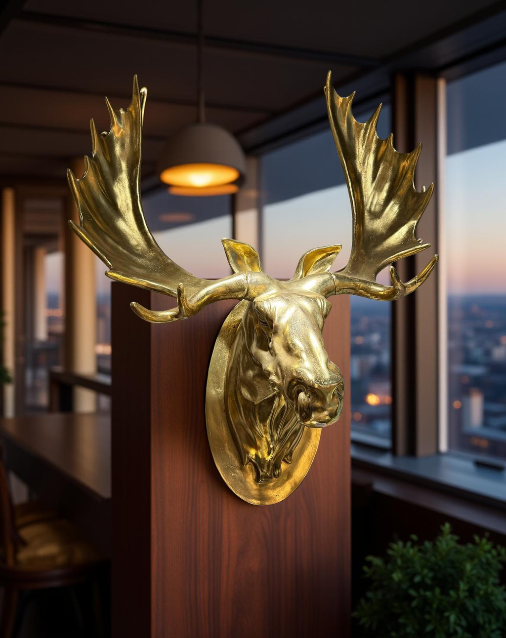 Golden Moose Wall Sculpture