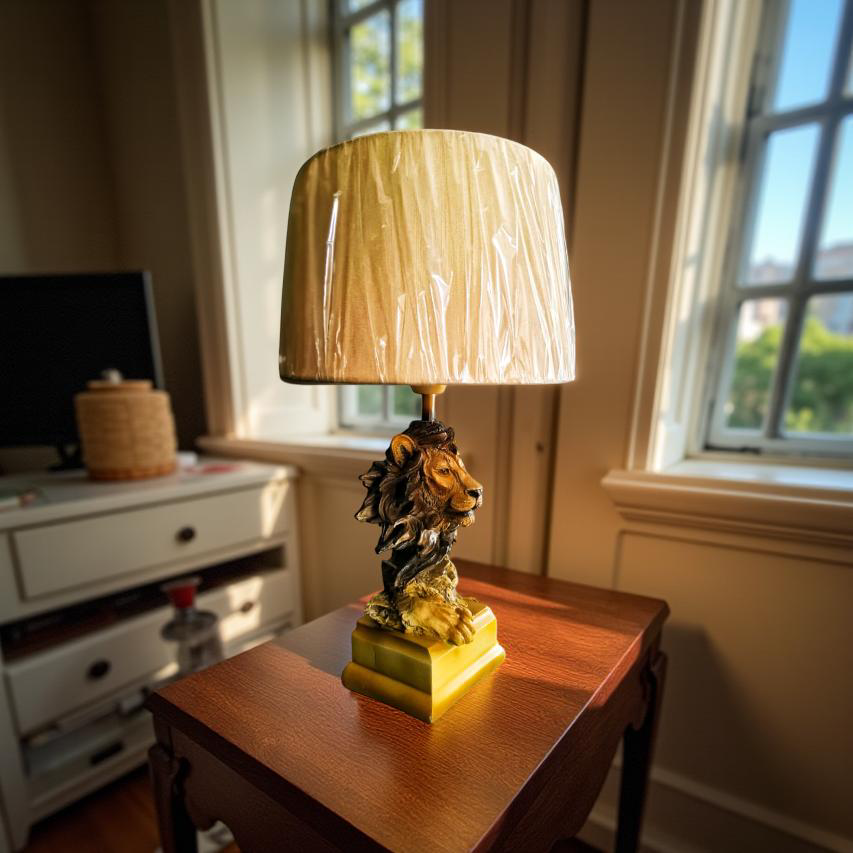 Majestic Lion Resin Table Lamp