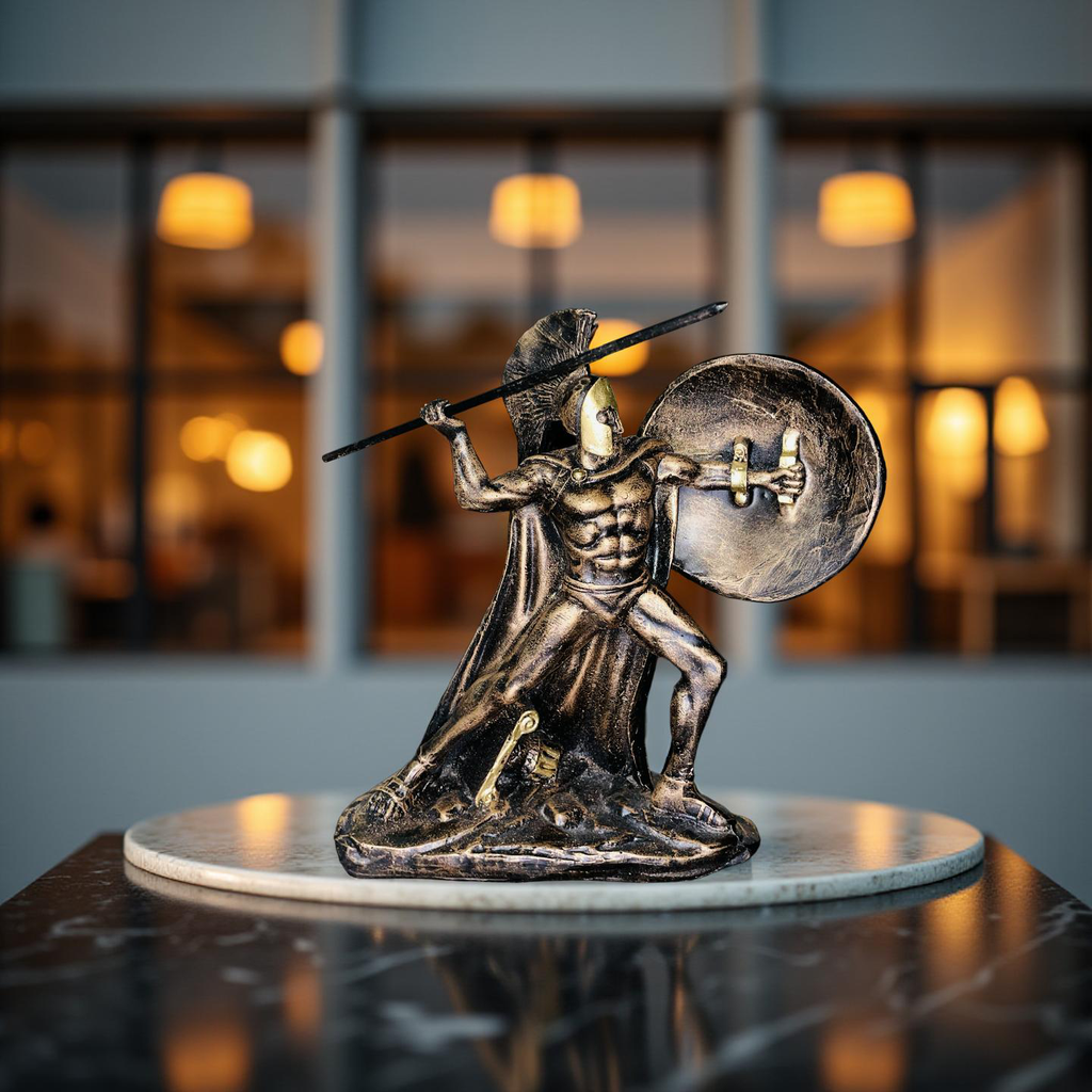 Spartan Valor – Warrior With Spear and Shield Statue