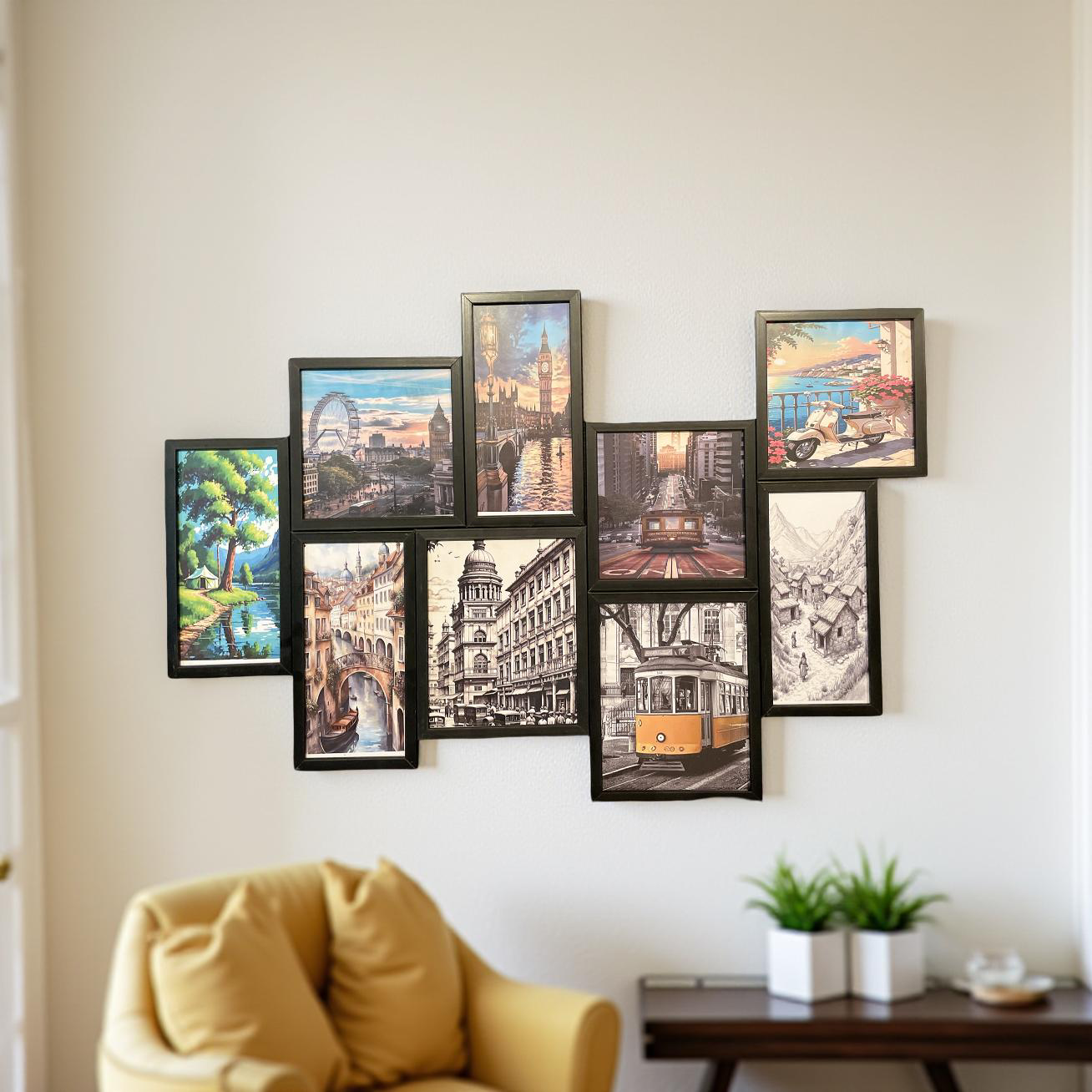 Wanderlust Collage – 9-Panel Travel Wall Frame Set