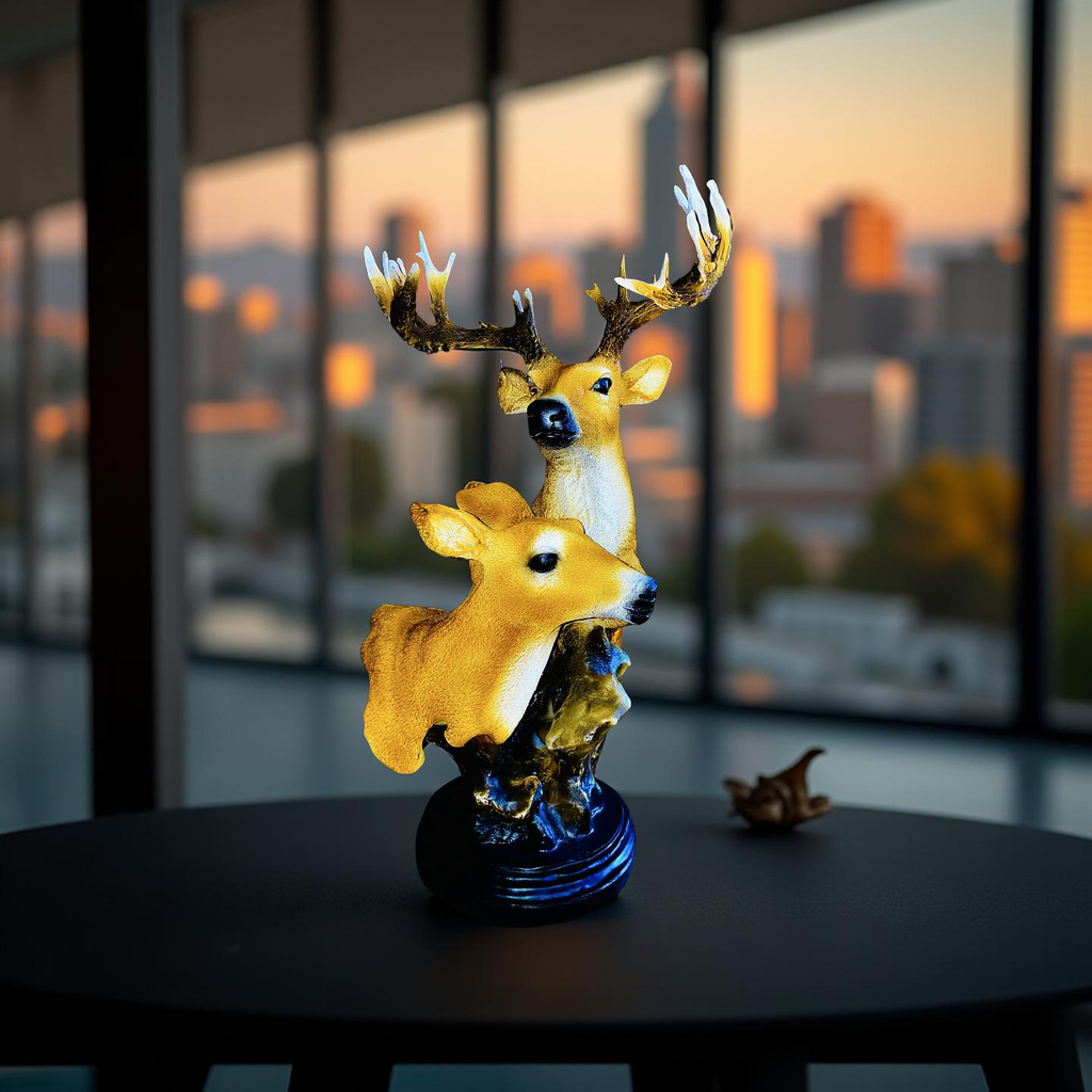 Golden Deer Duo – Couple Table Sculpture