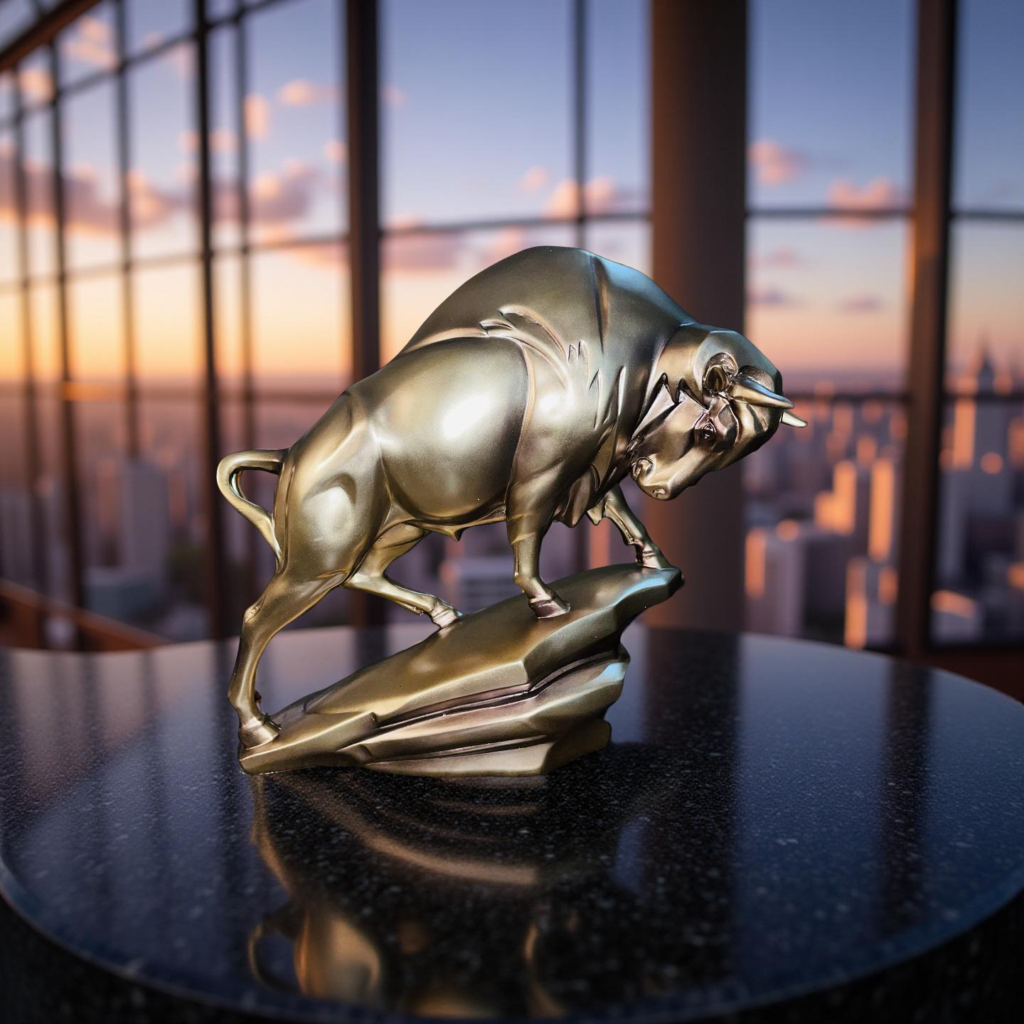 Majestic Silver Bull Sculpture