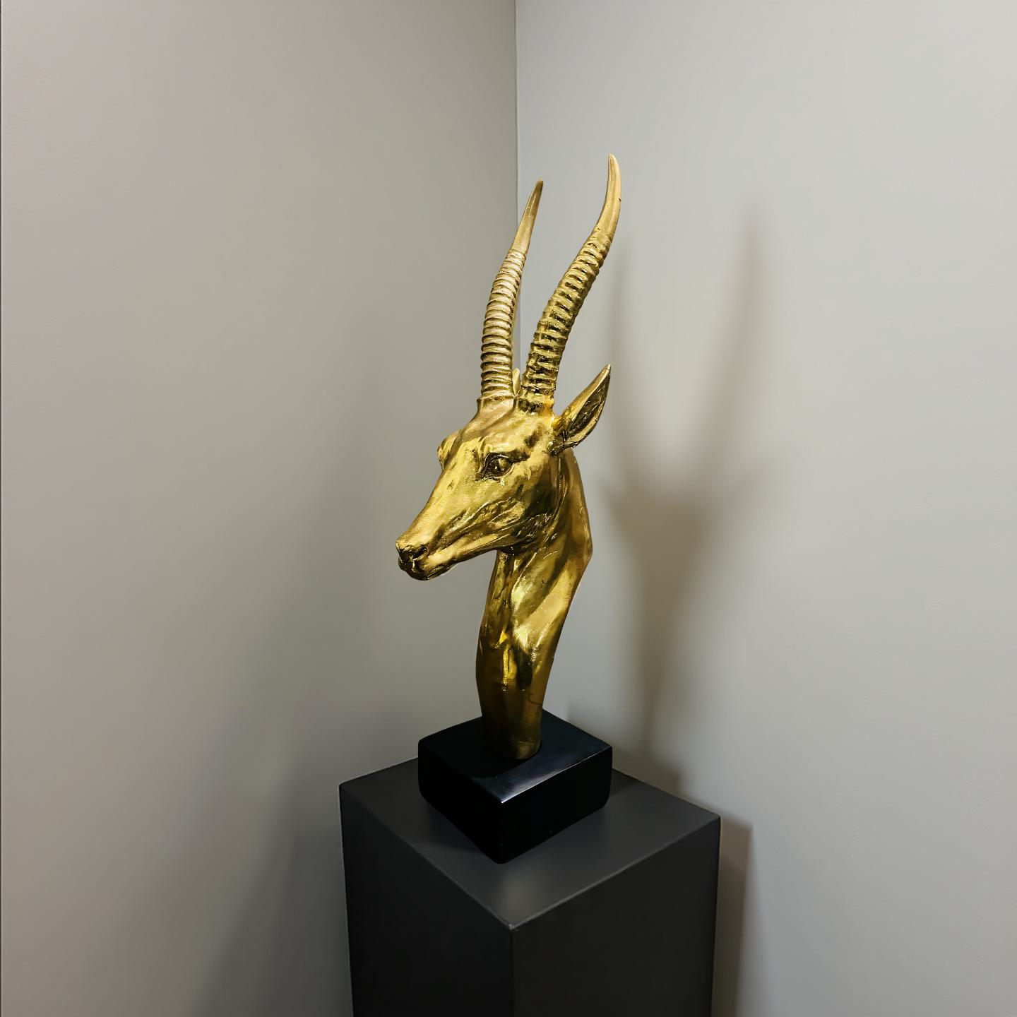Golden Antelope Head Sculpture