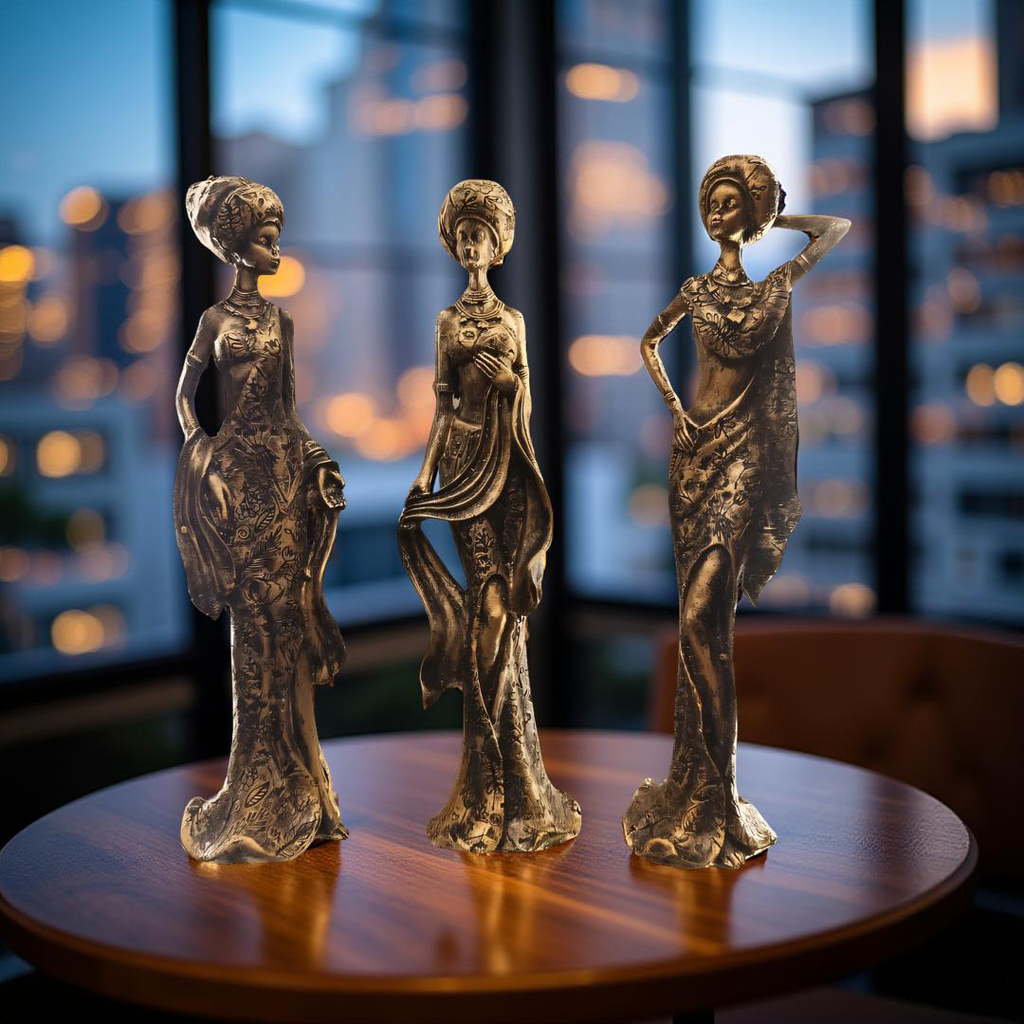Vintage Elegance Ladies – Set of 3 Resin Figurines