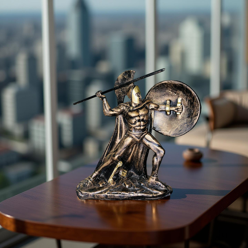 Spartan Valor – Warrior With Spear and Shield Statue