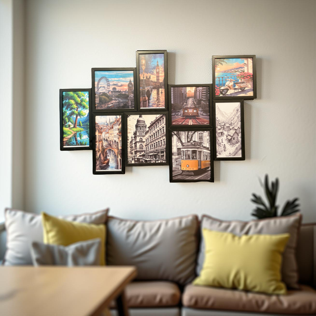 Wanderlust Collage – 9-Panel Travel Wall Frame Set
