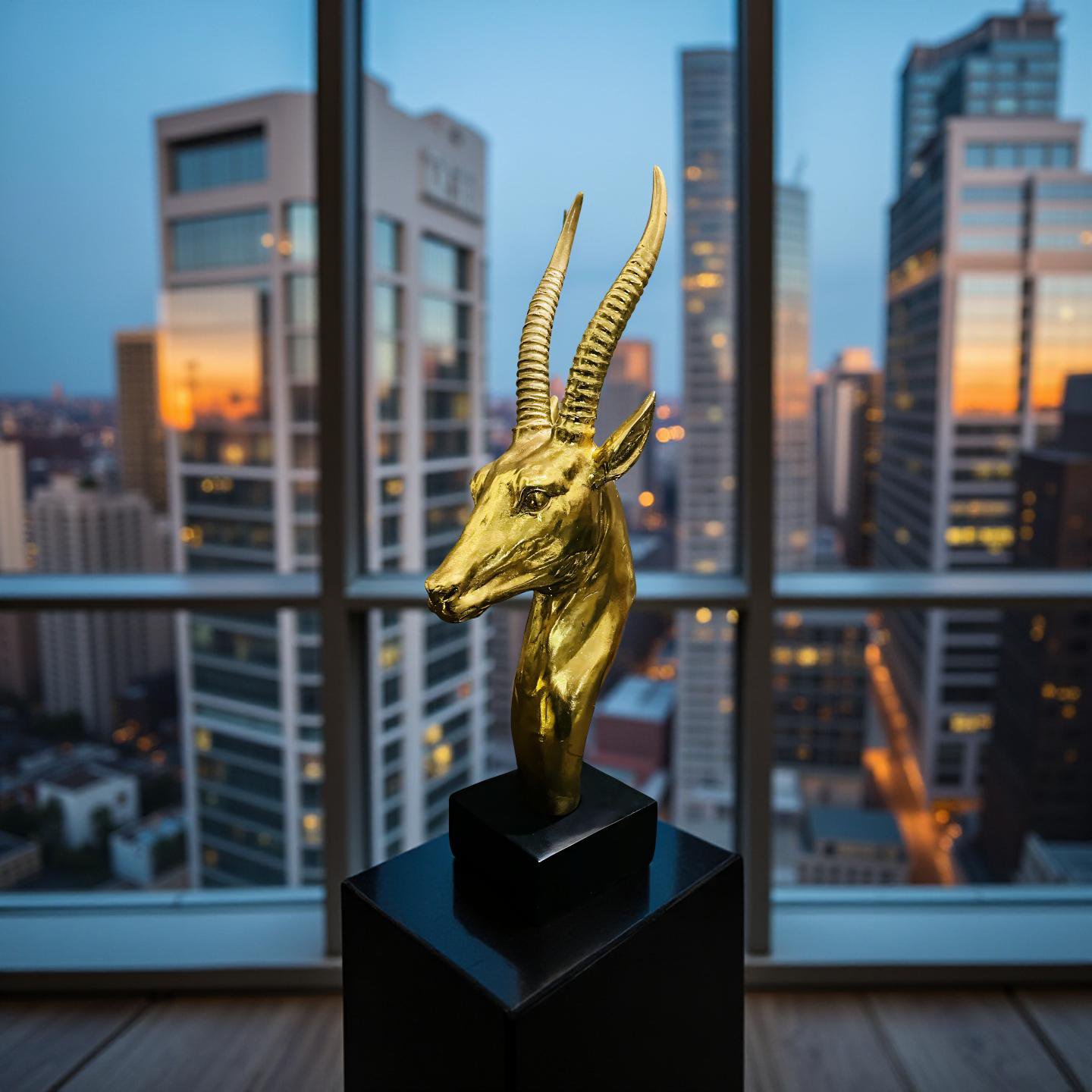 Golden Antelope Head Sculpture