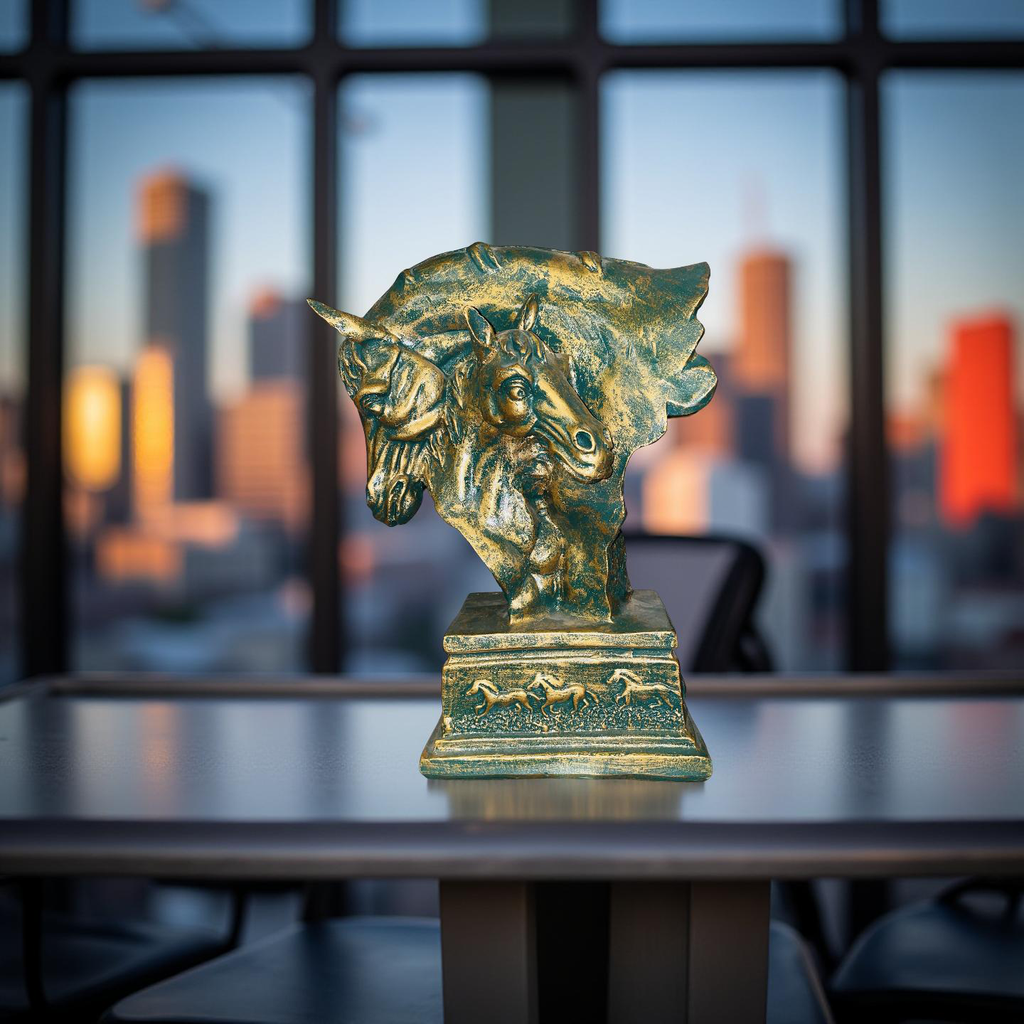 Golden Bond – Twin Stallions Elegance Sculpture