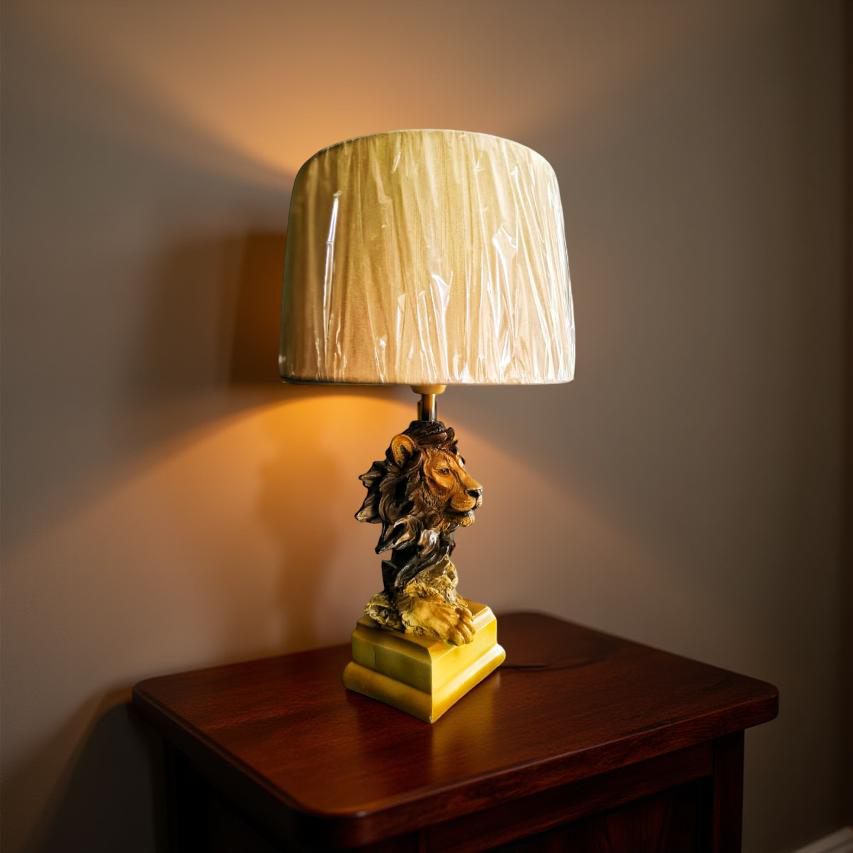 Majestic Lion Resin Table Lamp