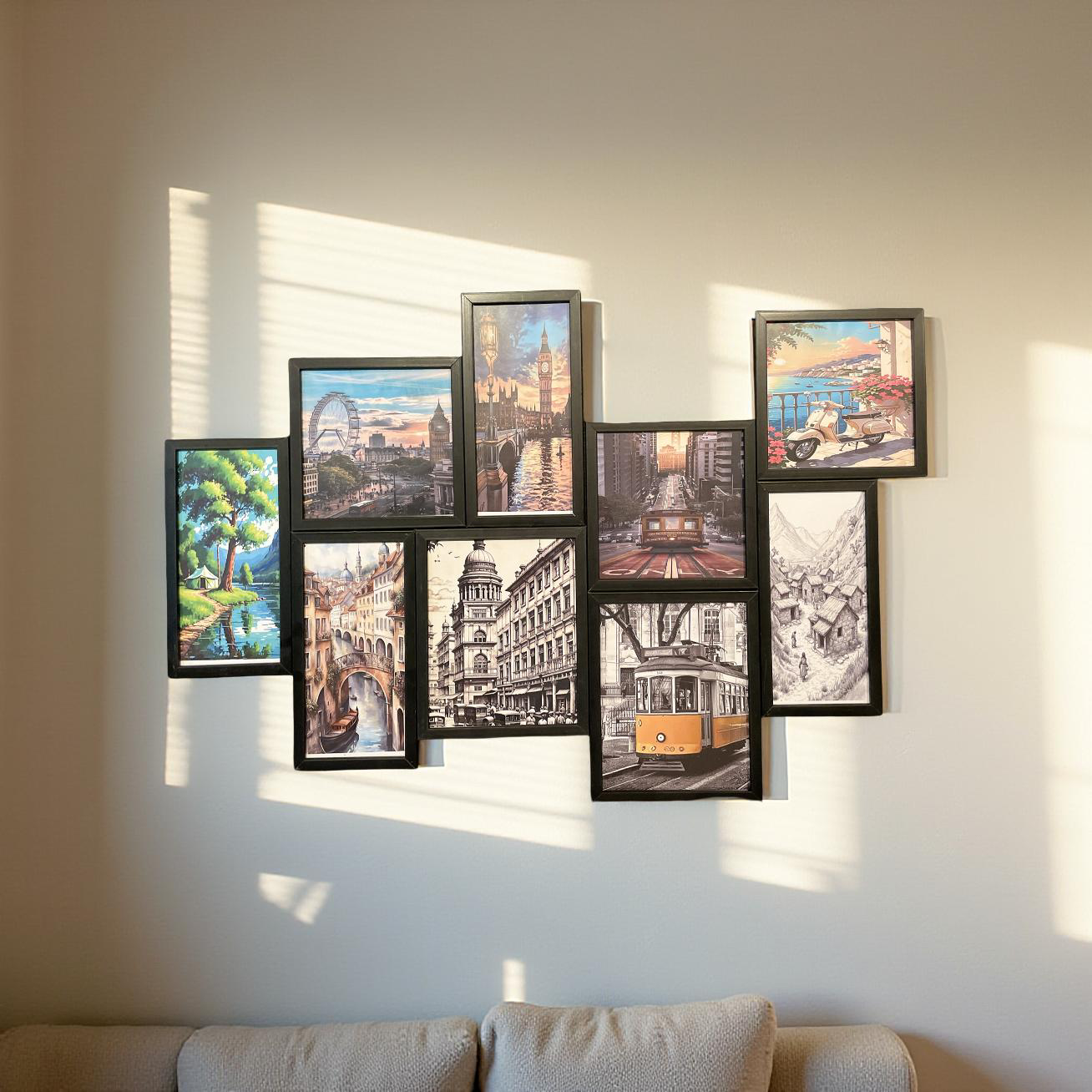 Wanderlust Collage – 9-Panel Travel Wall Frame Set