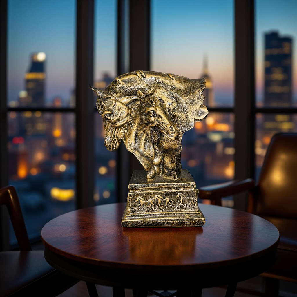 Golden Bond – Twin Stallions Elegance Sculpture