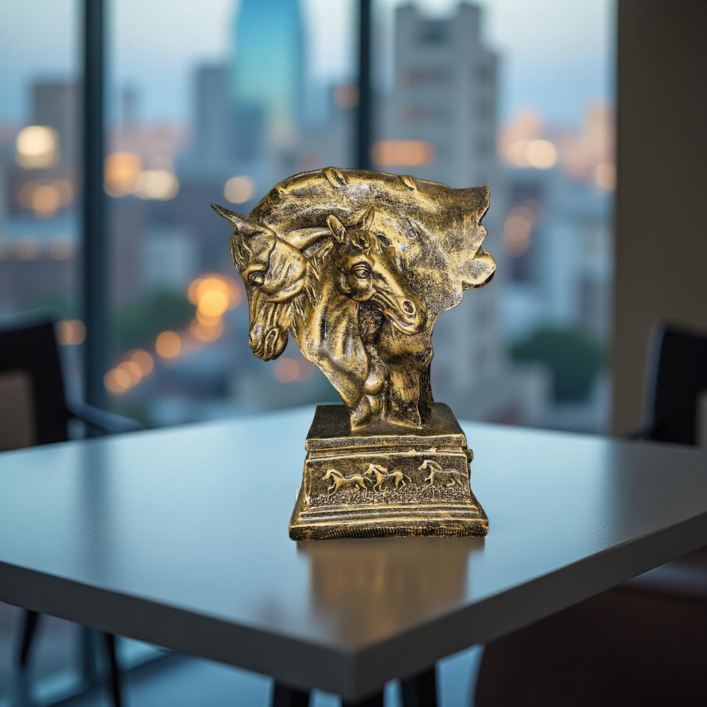 Golden Bond – Twin Stallions Elegance Sculpture