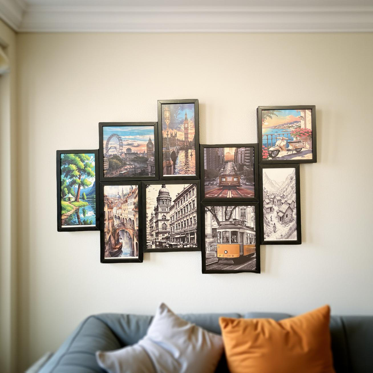 Wanderlust Collage – 9-Panel Travel Wall Frame Set