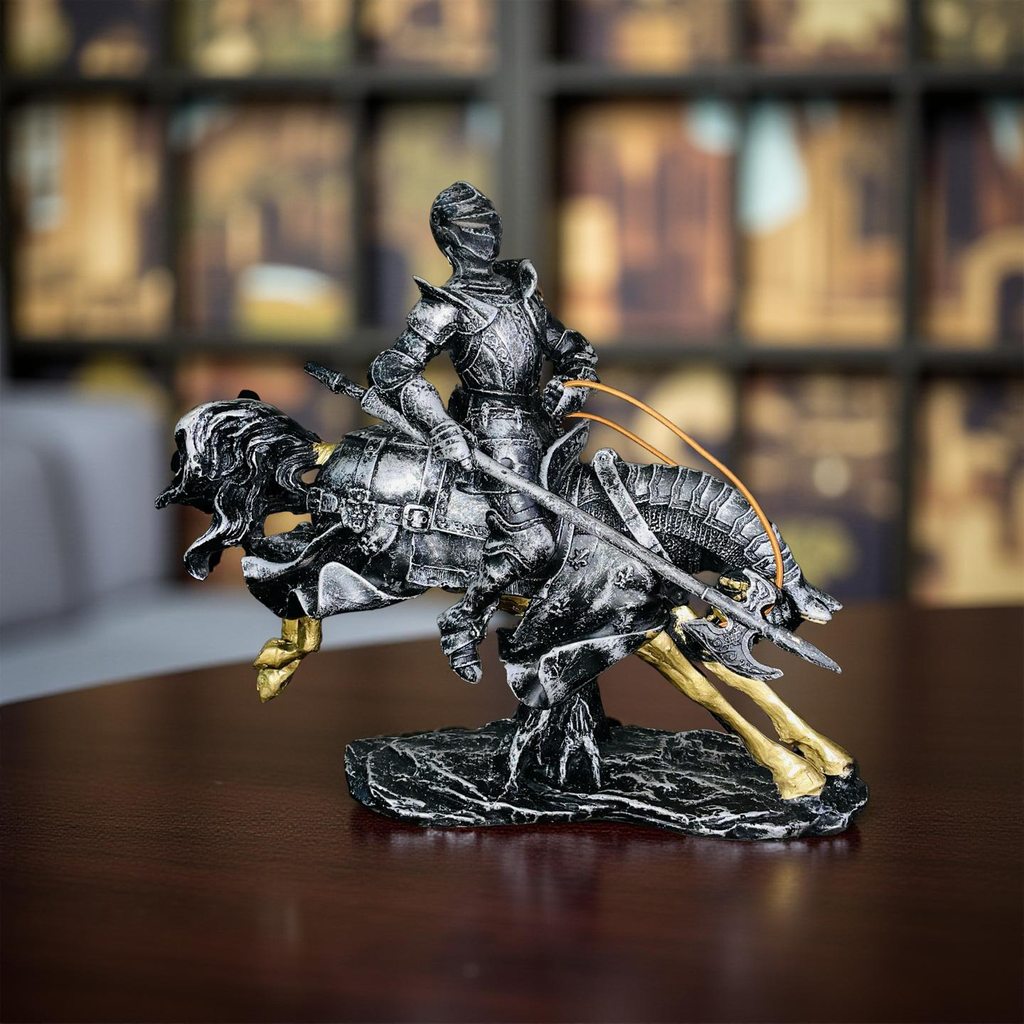Valiant Charge – Armored Knight on Horse Statue