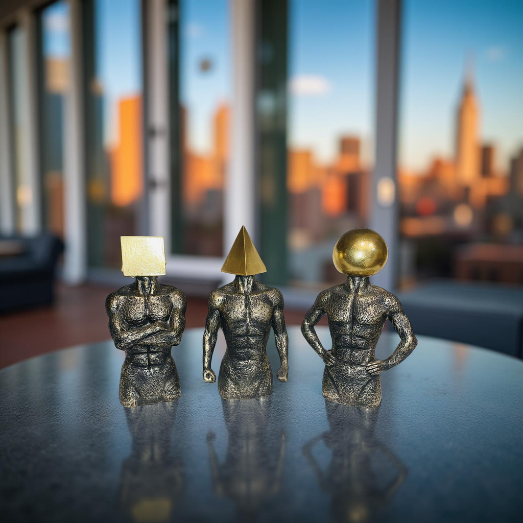 Geometric Thinkers Trio – Resin Figurines