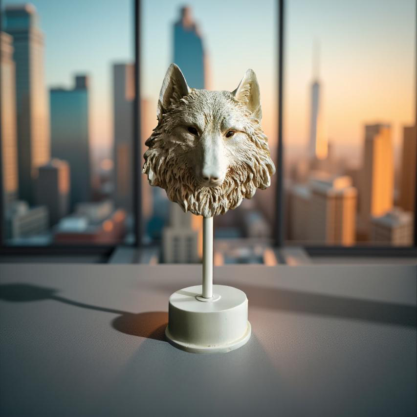 Midnight Sentinel – Wolf Bust Sculpture