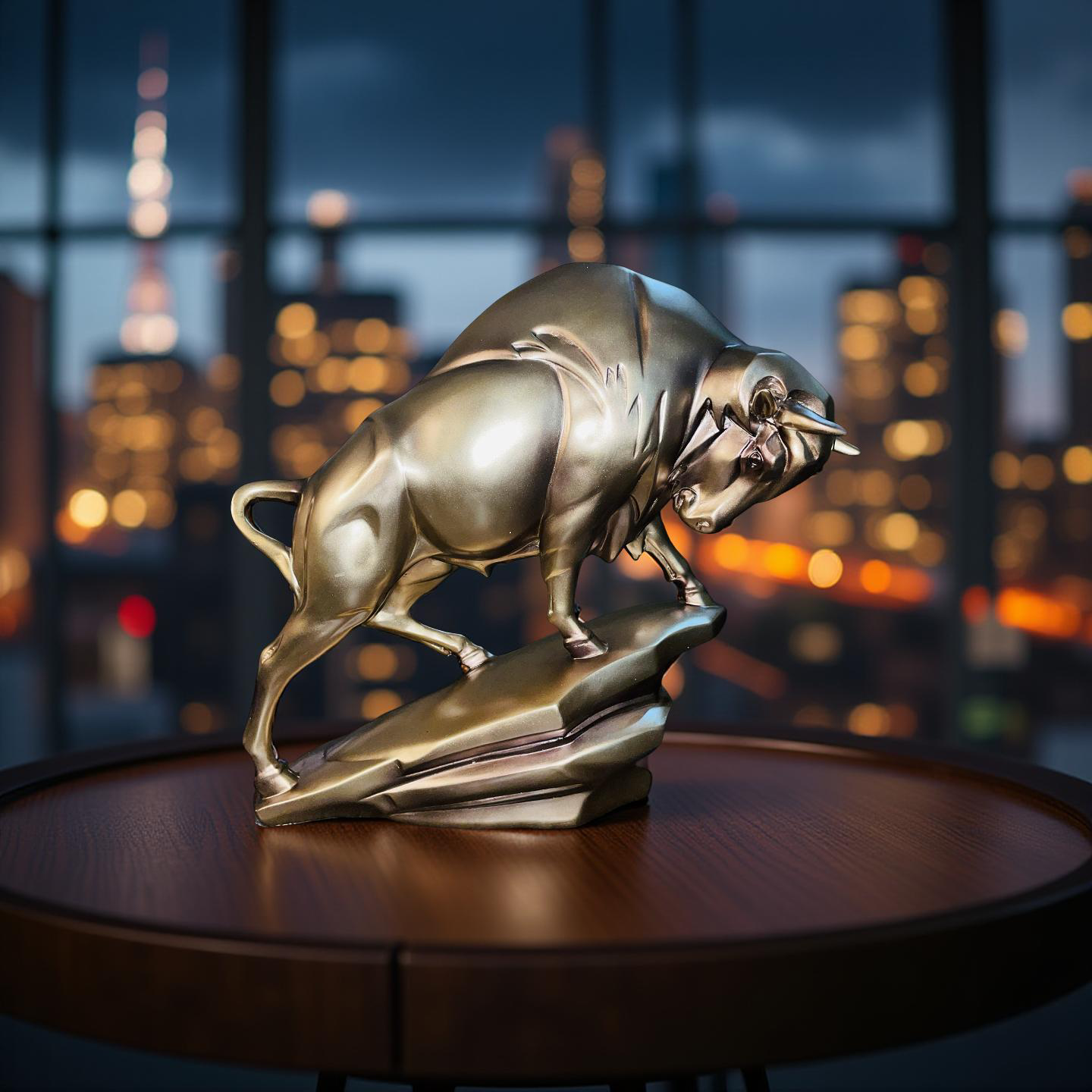 Majestic Silver Bull Sculpture