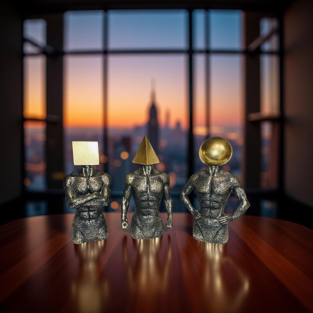 Geometric Thinkers Trio – Resin Figurines