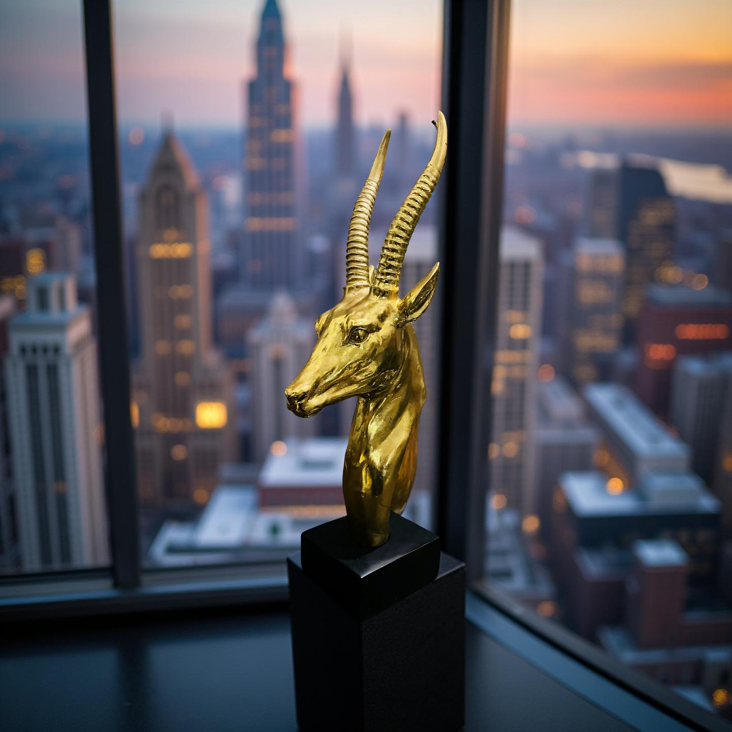 Golden Antelope Head Sculpture