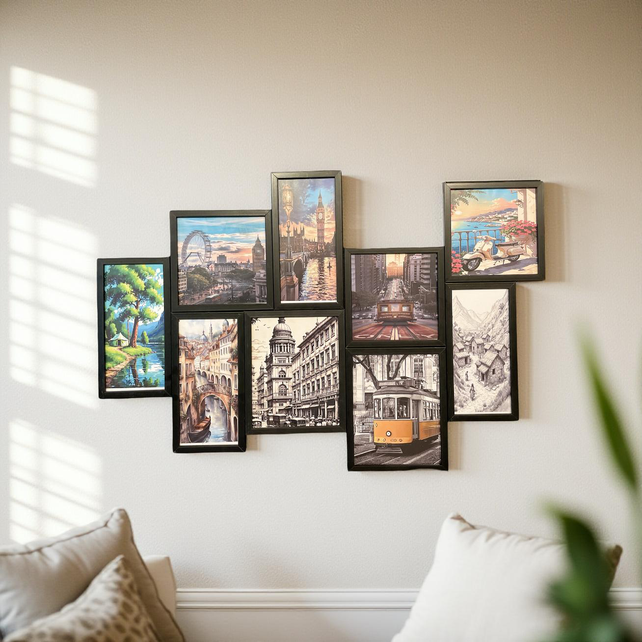 Wanderlust Collage – 9-Panel Travel Wall Frame Set