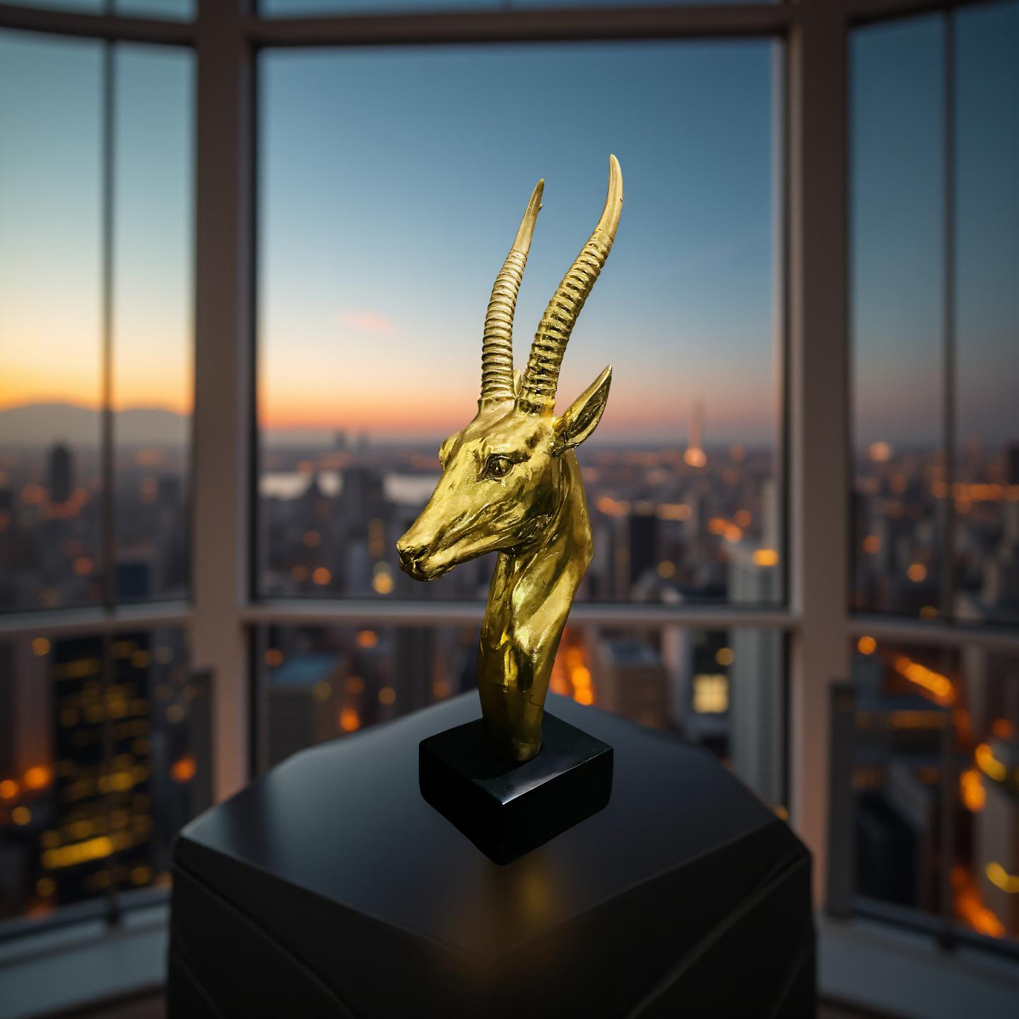 Golden Antelope Head Sculpture