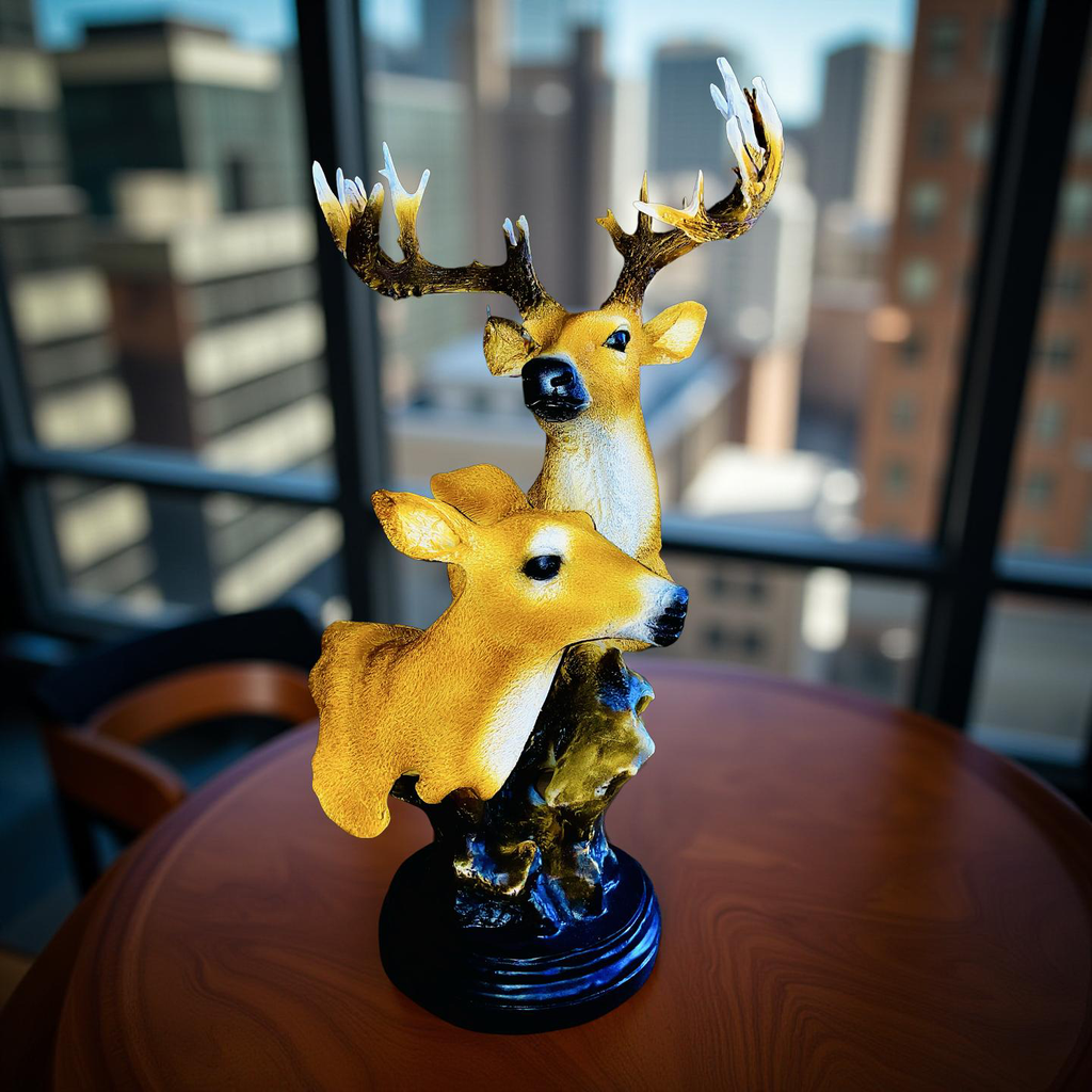 Golden Deer Duo – Couple Table Sculpture