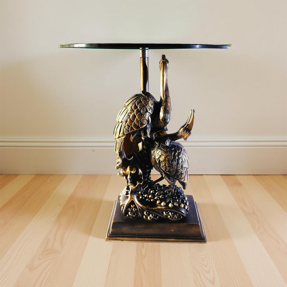 Serenity Cranes – Glass Top Accent Table