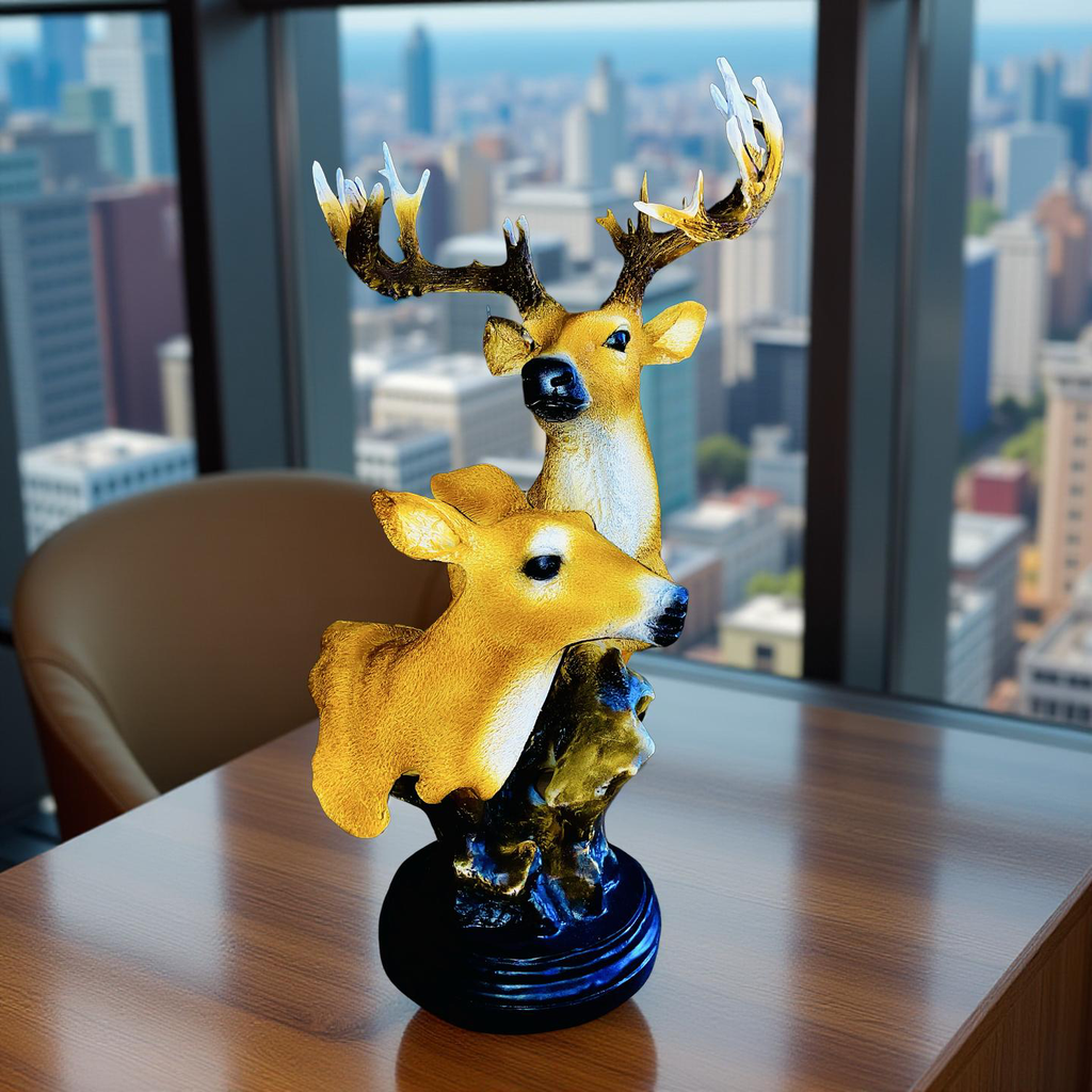 Golden Deer Duo – Couple Table Sculpture