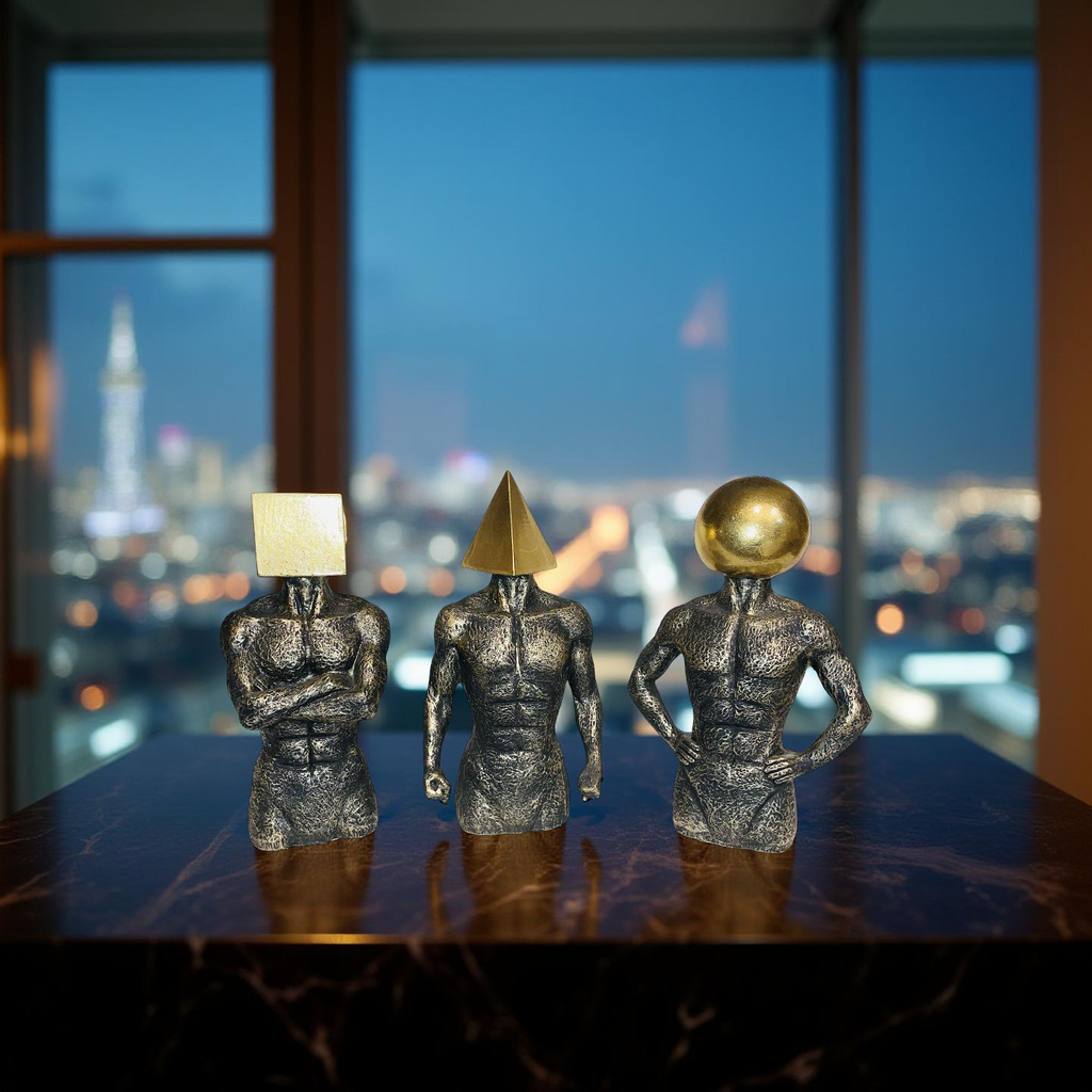 Geometric Thinkers Trio – Resin Figurines