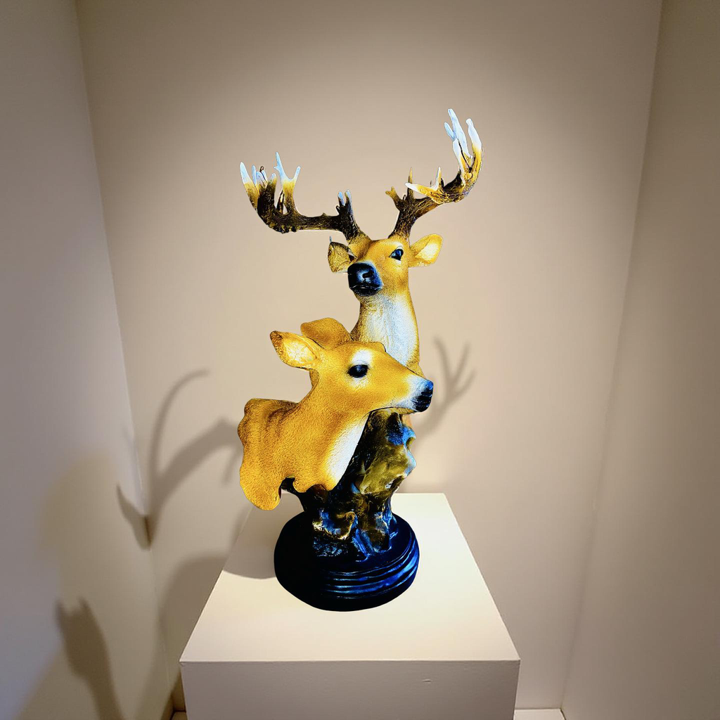 Golden Deer Duo – Couple Table Sculpture