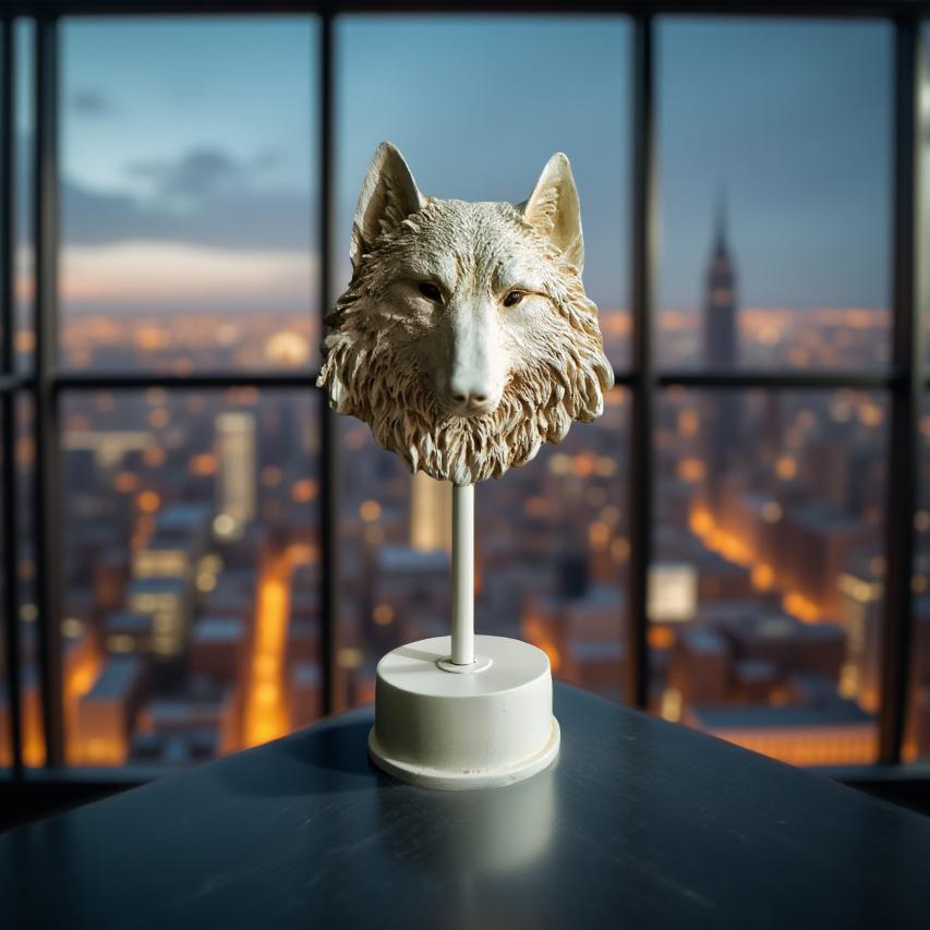 Midnight Sentinel – Wolf Bust Sculpture