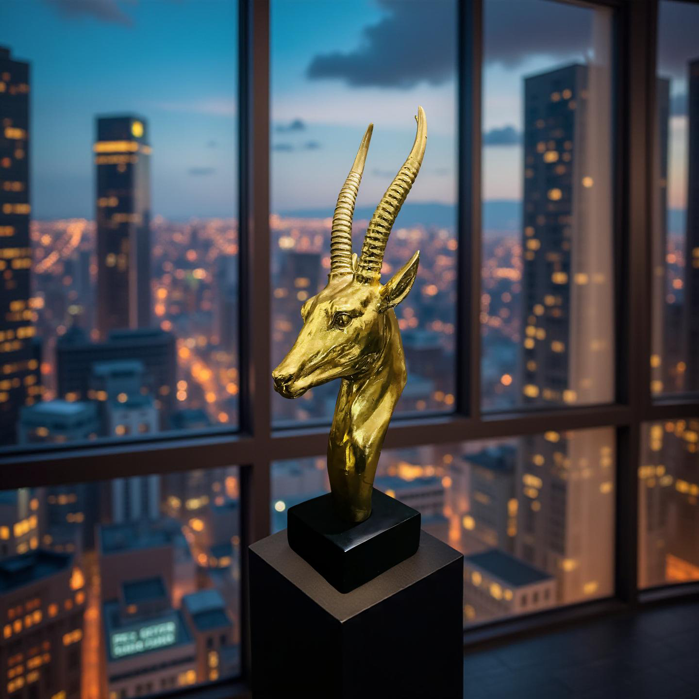Golden Antelope Head Sculpture