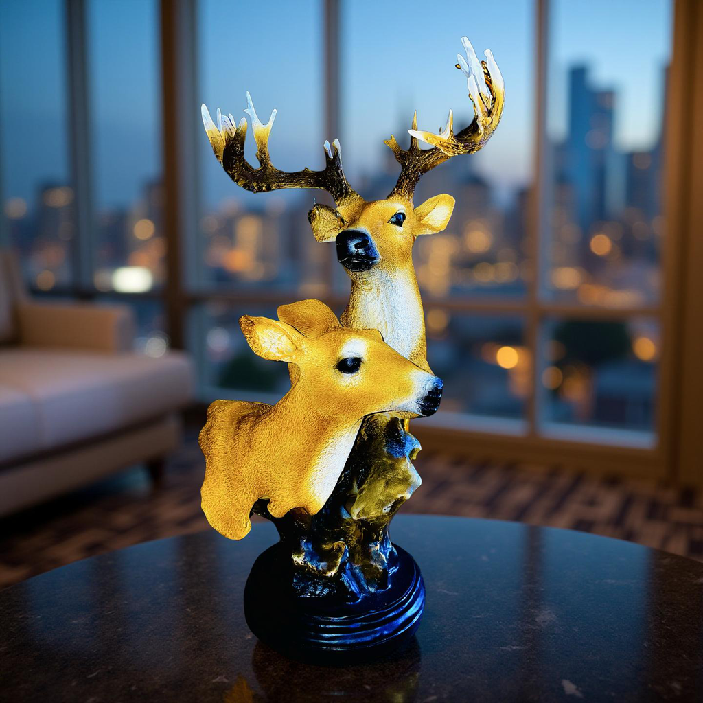 Golden Deer Duo – Couple Table Sculpture