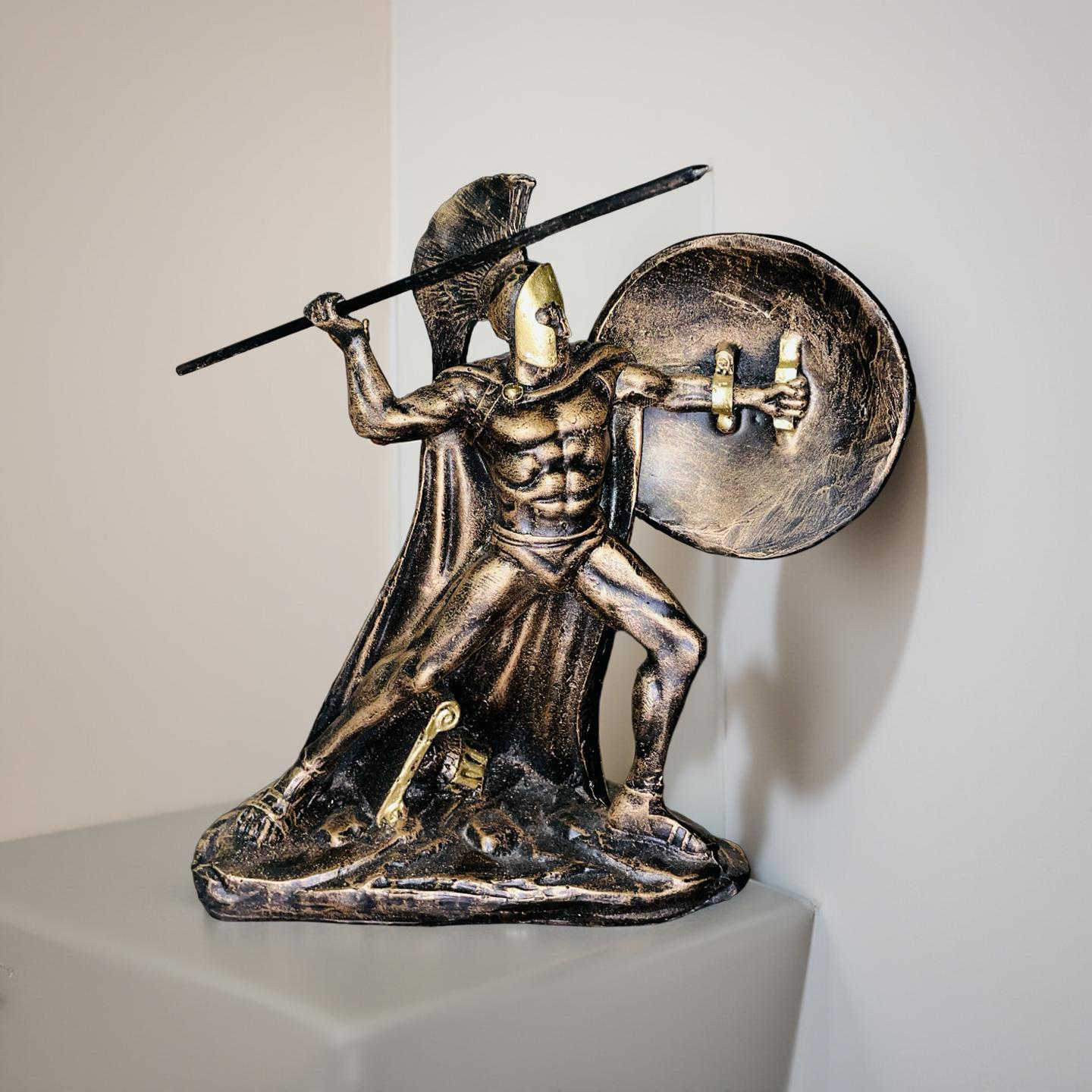 Spartan Valor – Warrior With Spear and Shield Statue