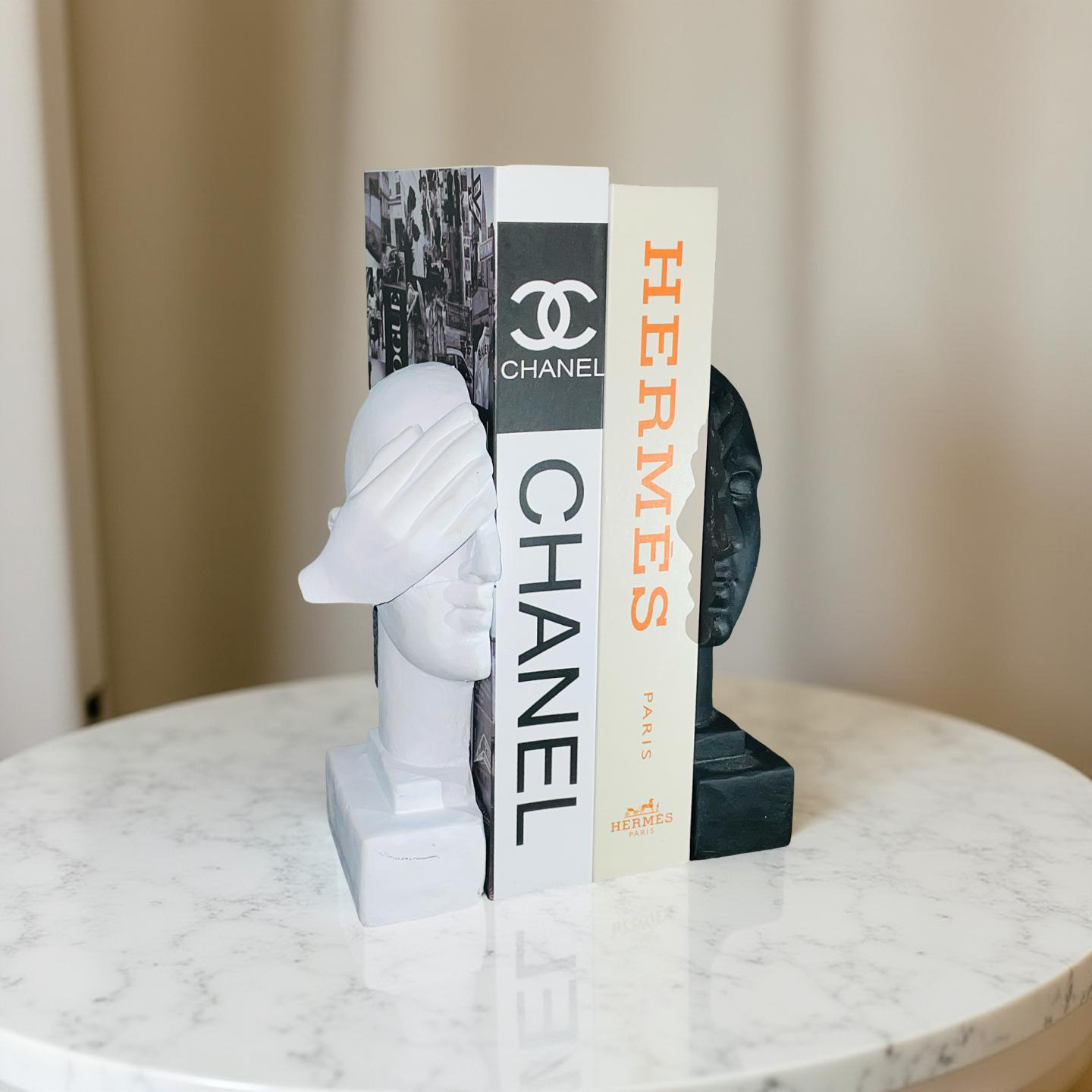 Blind Wisdom – Resin Bookend Set (Black & White Faces)