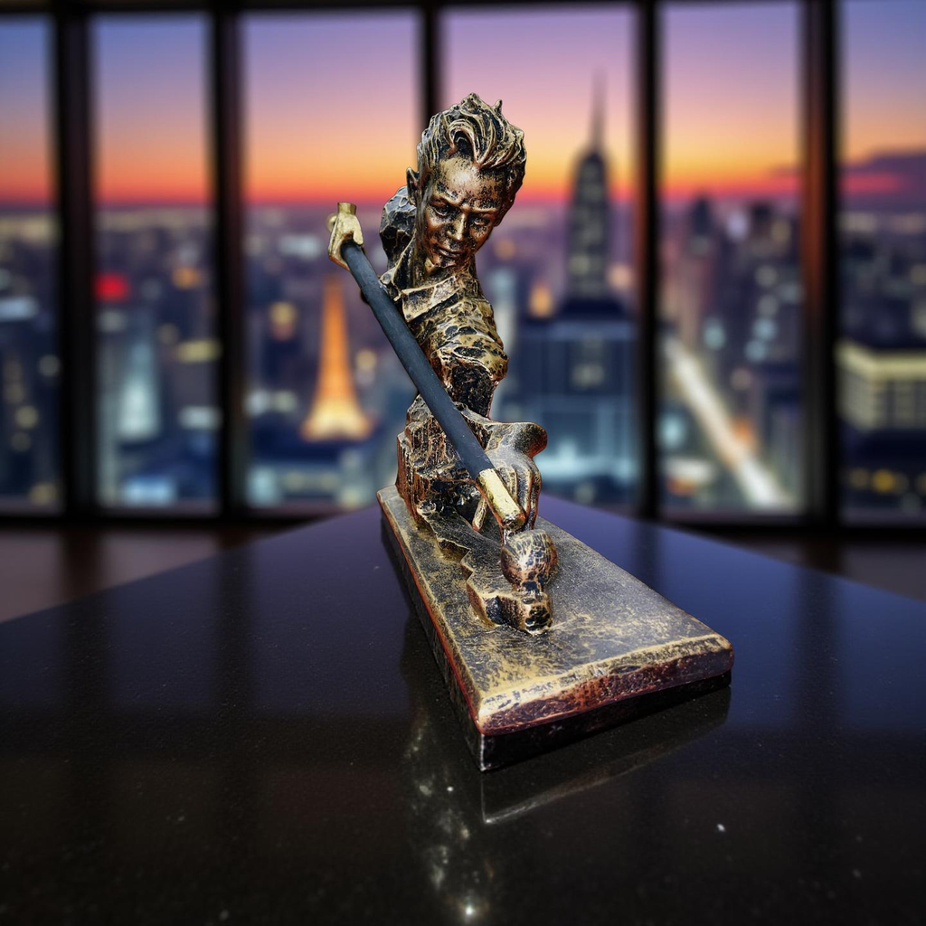 Precision Shot – Abstract Snooker Player Sculpture