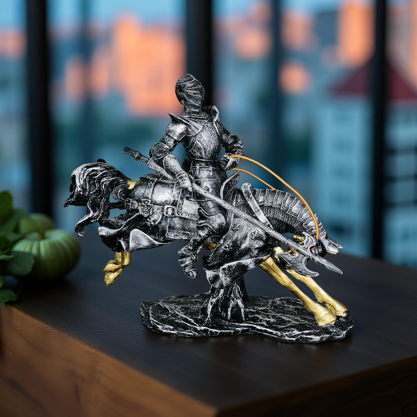 Valiant Charge – Armored Knight on Horse Statue