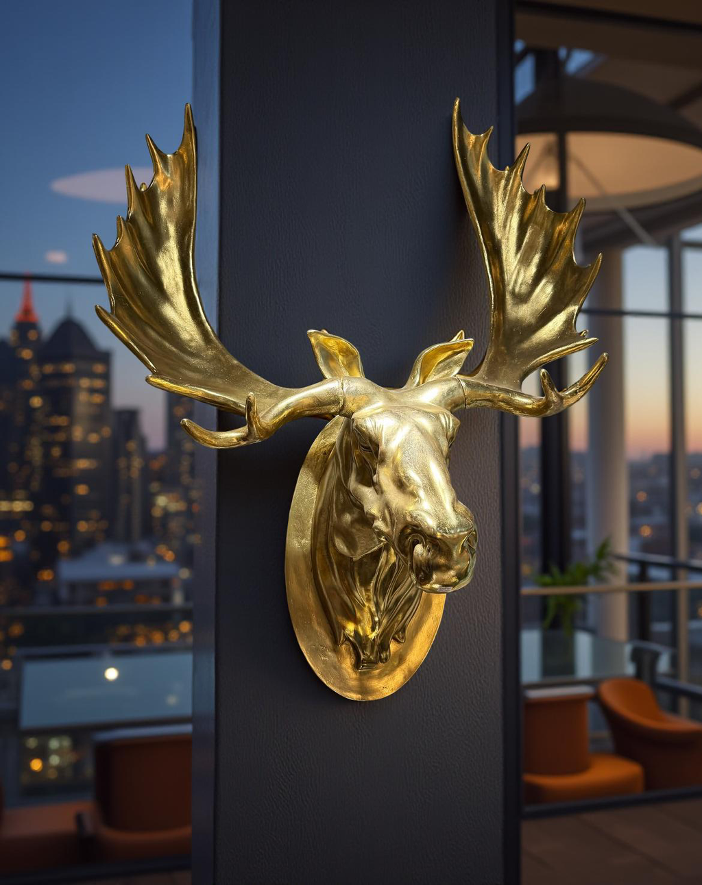 Golden Moose Wall Sculpture
