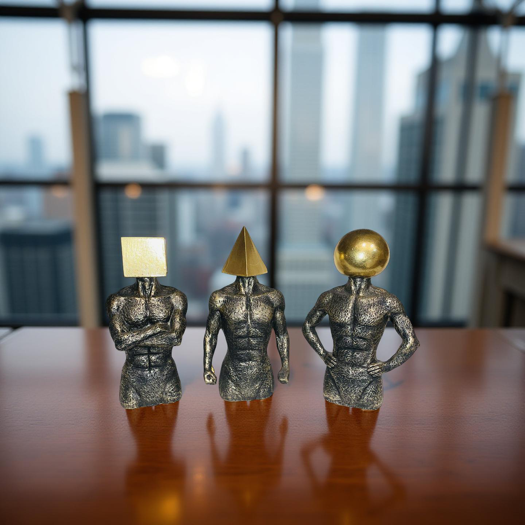Geometric Thinkers Trio – Resin Figurines