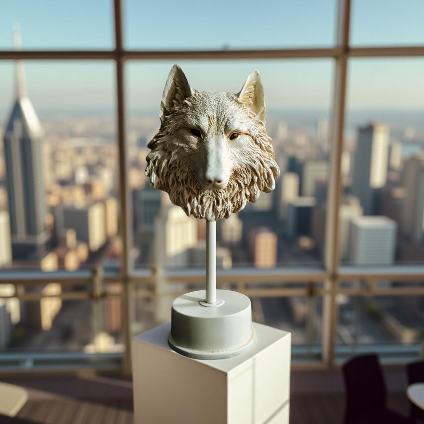 Midnight Sentinel – Wolf Bust Sculpture