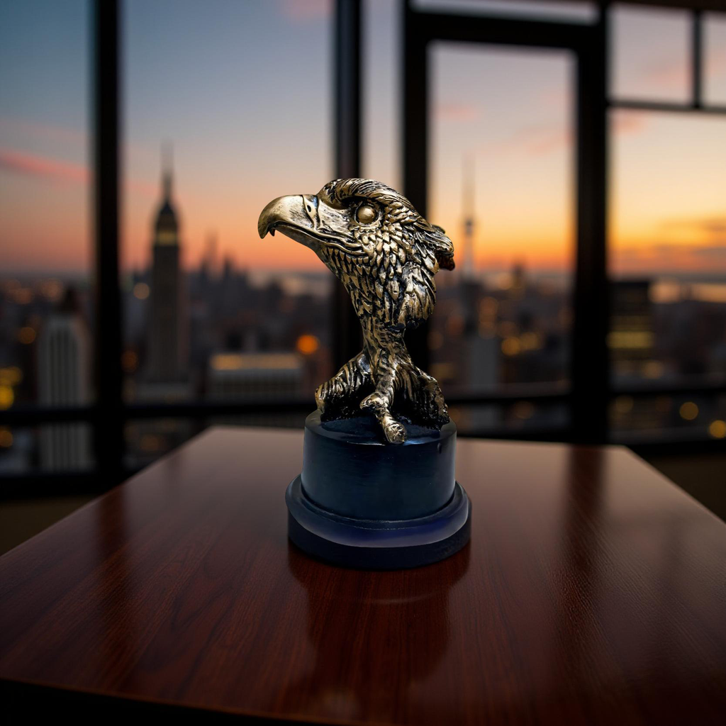 Imperial Gaze – Golden Eagle Head Sculpture