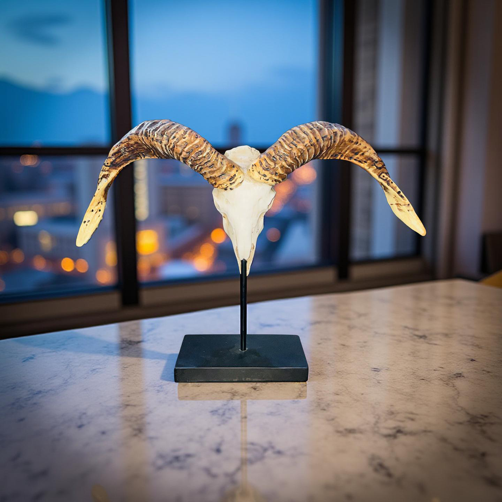 Ridgehorn Relic – Ram Skull Sculpture
