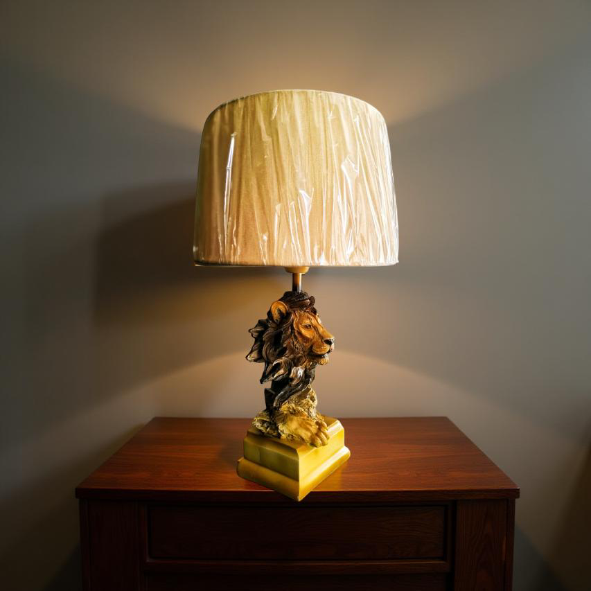 Majestic Lion Resin Table Lamp