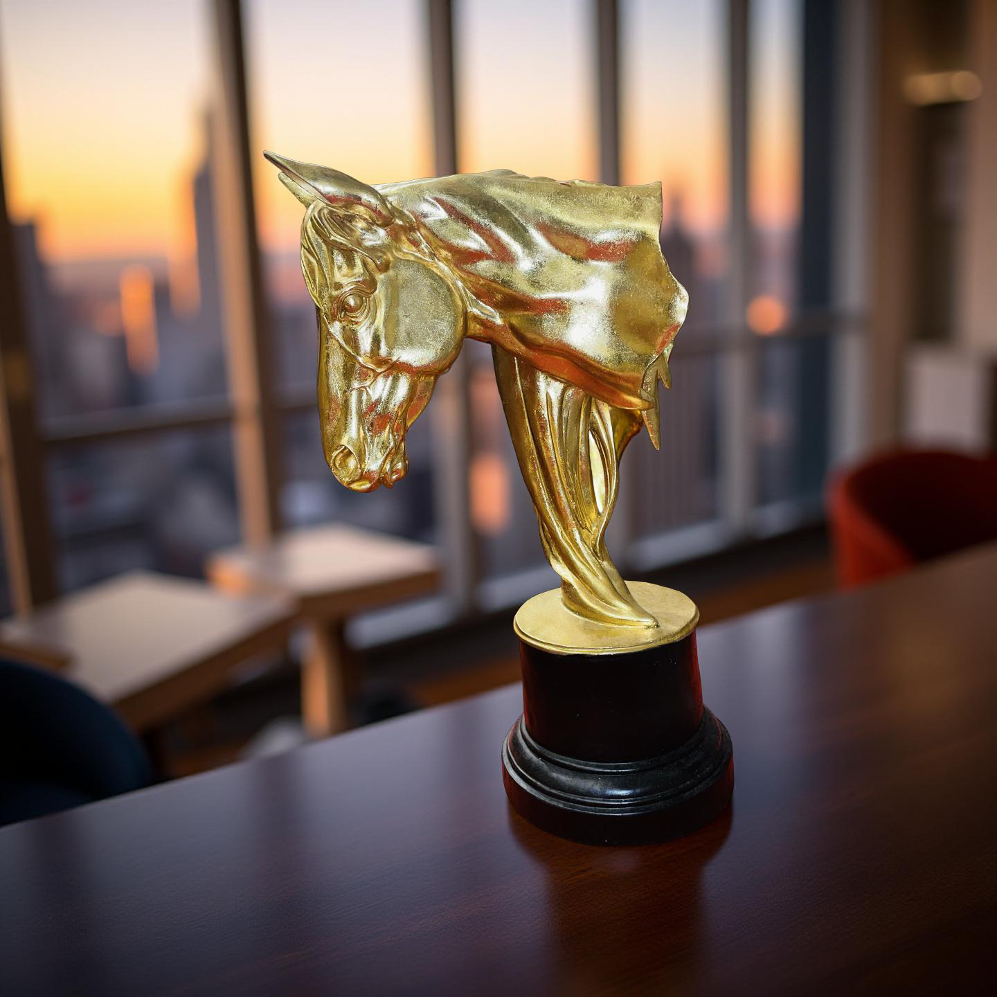 Noir Grace – Black Stallion Head Sculpture